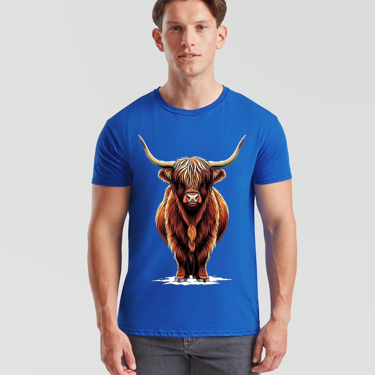 Highland Cow Animals Mens T-Shirt Womens Tee Graphic Unisex Tee
