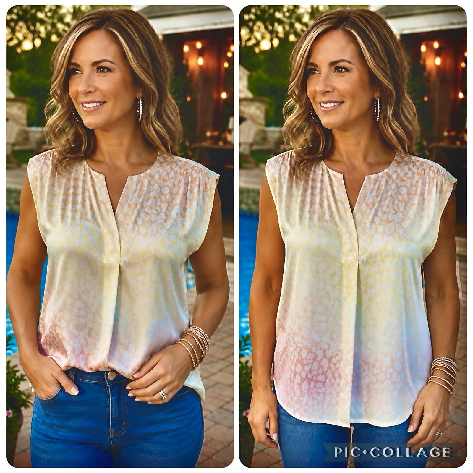 Go Cashmere 100% Silk Pastel Muted Leopard Print Blouse NWT Size 36 Sm MRP ($245