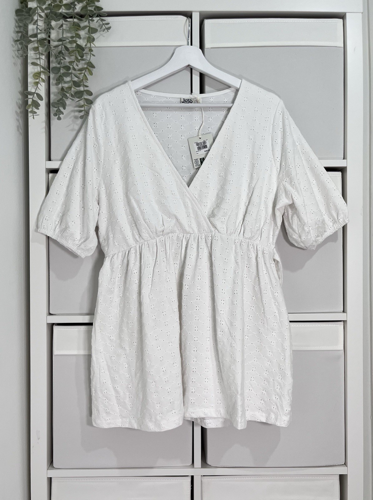 Jojo Maman Bebe Broderie Anglaise Tunic Top Size Large White Cotton BNWT
