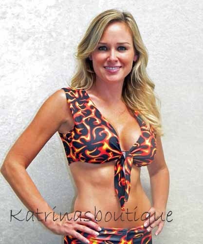Sexy Flaming Sleeveless Stretch Tie Top/Clubwear/Model/Rave/biker/Made in usa