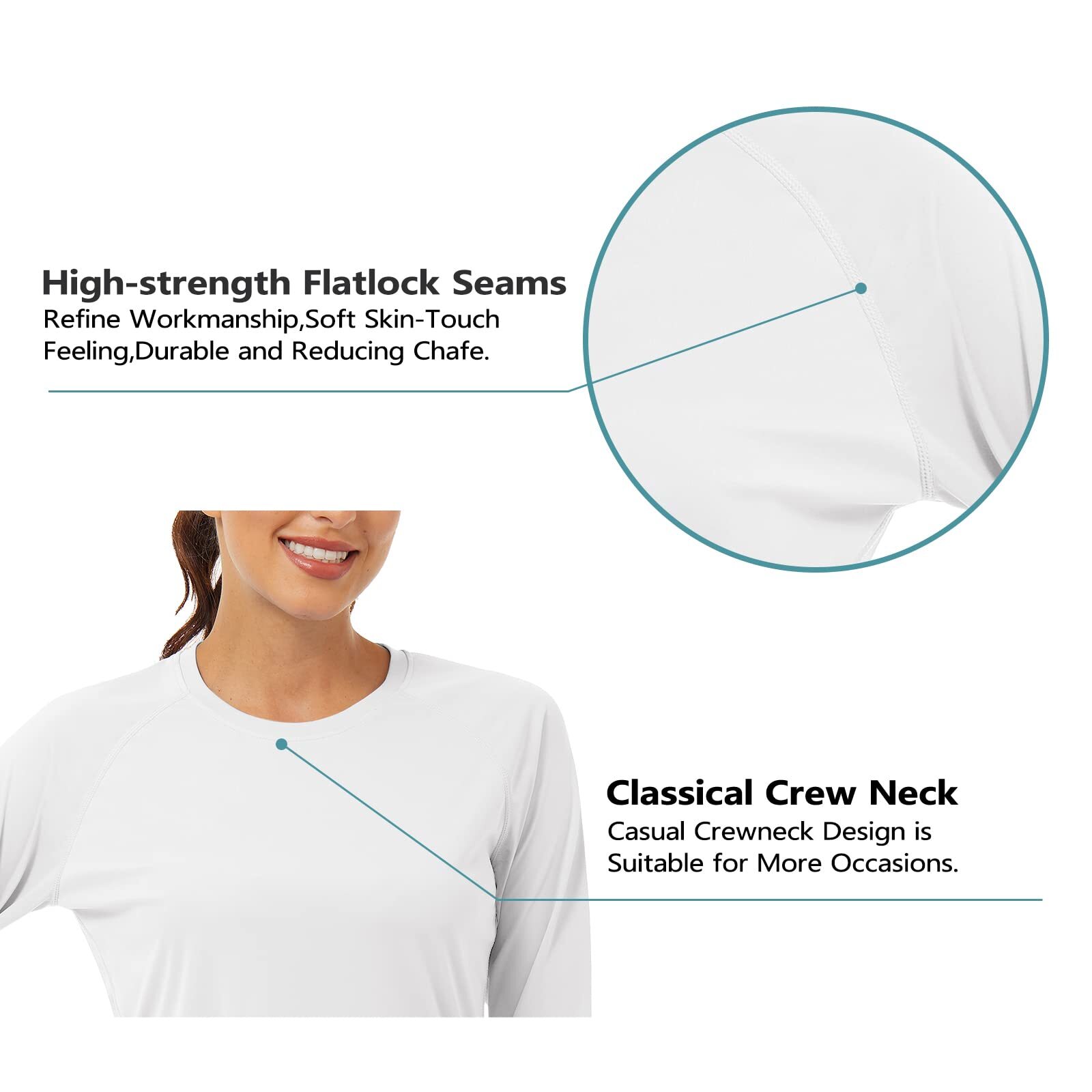 UPF50+ Womens Long Sleeve Shirt Sun Protection Casual Fishing Rash Guard T-Shirt