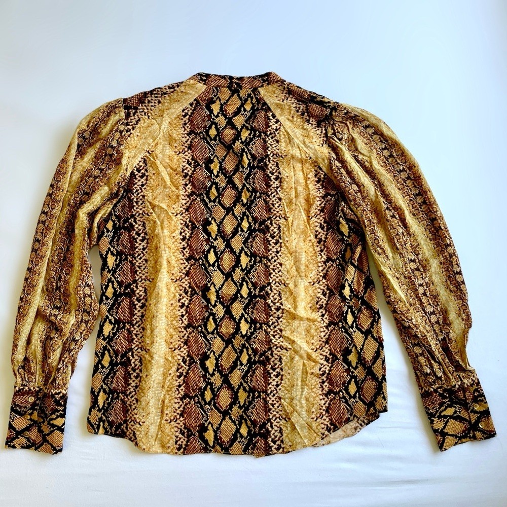 Joie‎ Snake Animal Print Button Down Long Sleeves 100% Viscose Blouse Top Size M