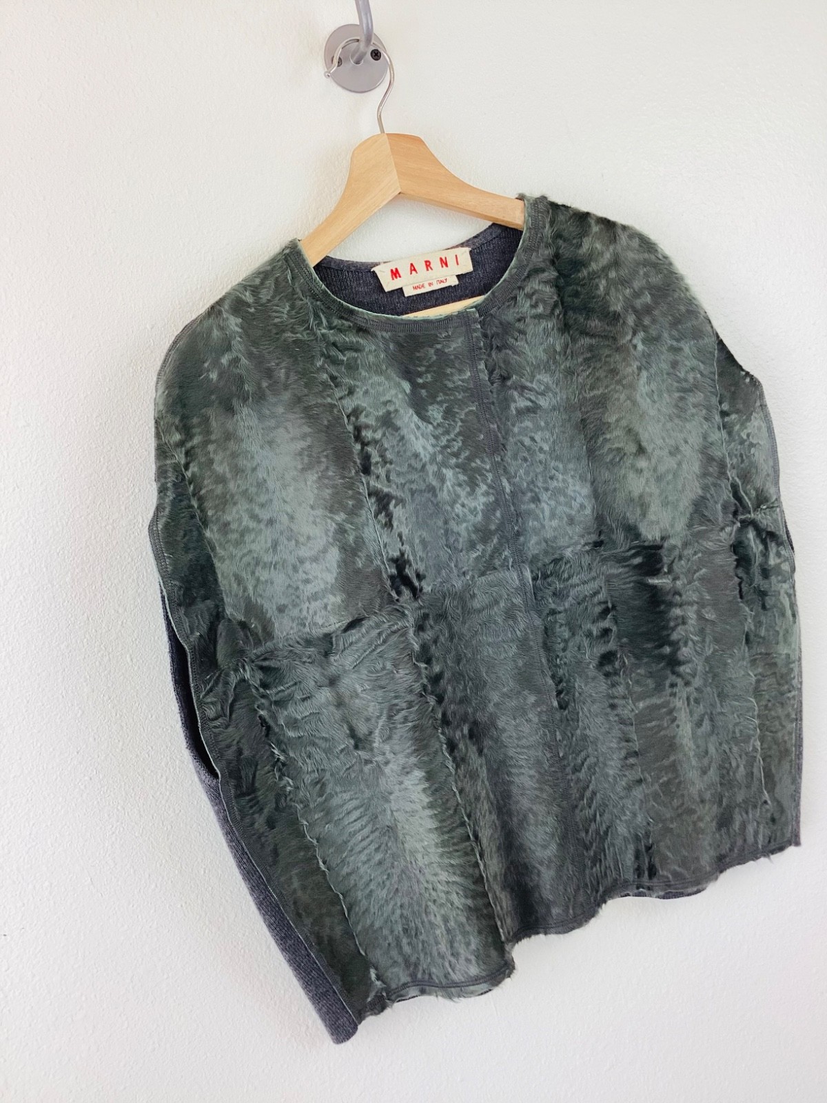 MARNI Grey FUR & WOOL Cocoon Style Top / Shirt M
