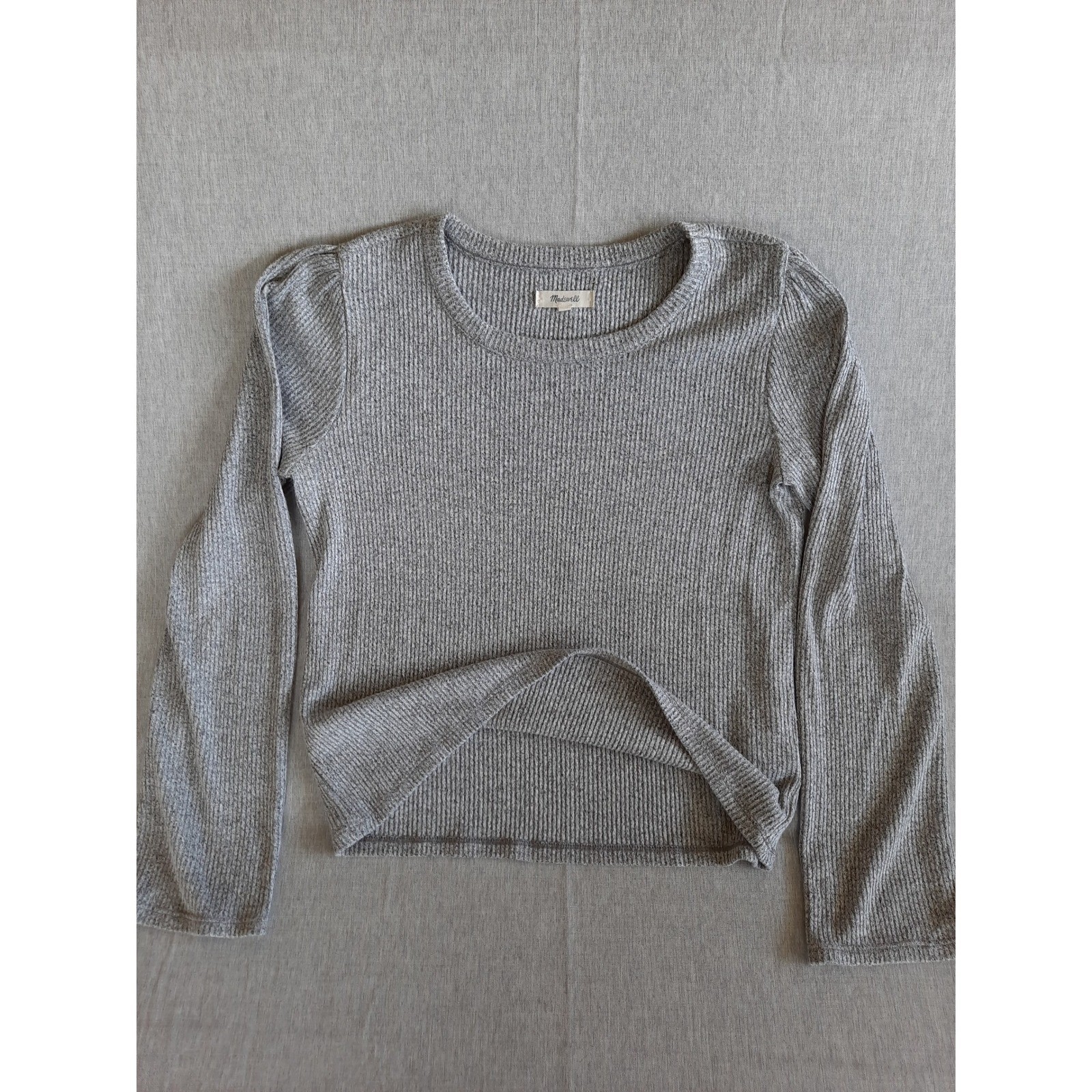 Madewell Womens Medium Blouse Blended Viscose Long Sleeve Crew Neck Heather Gray