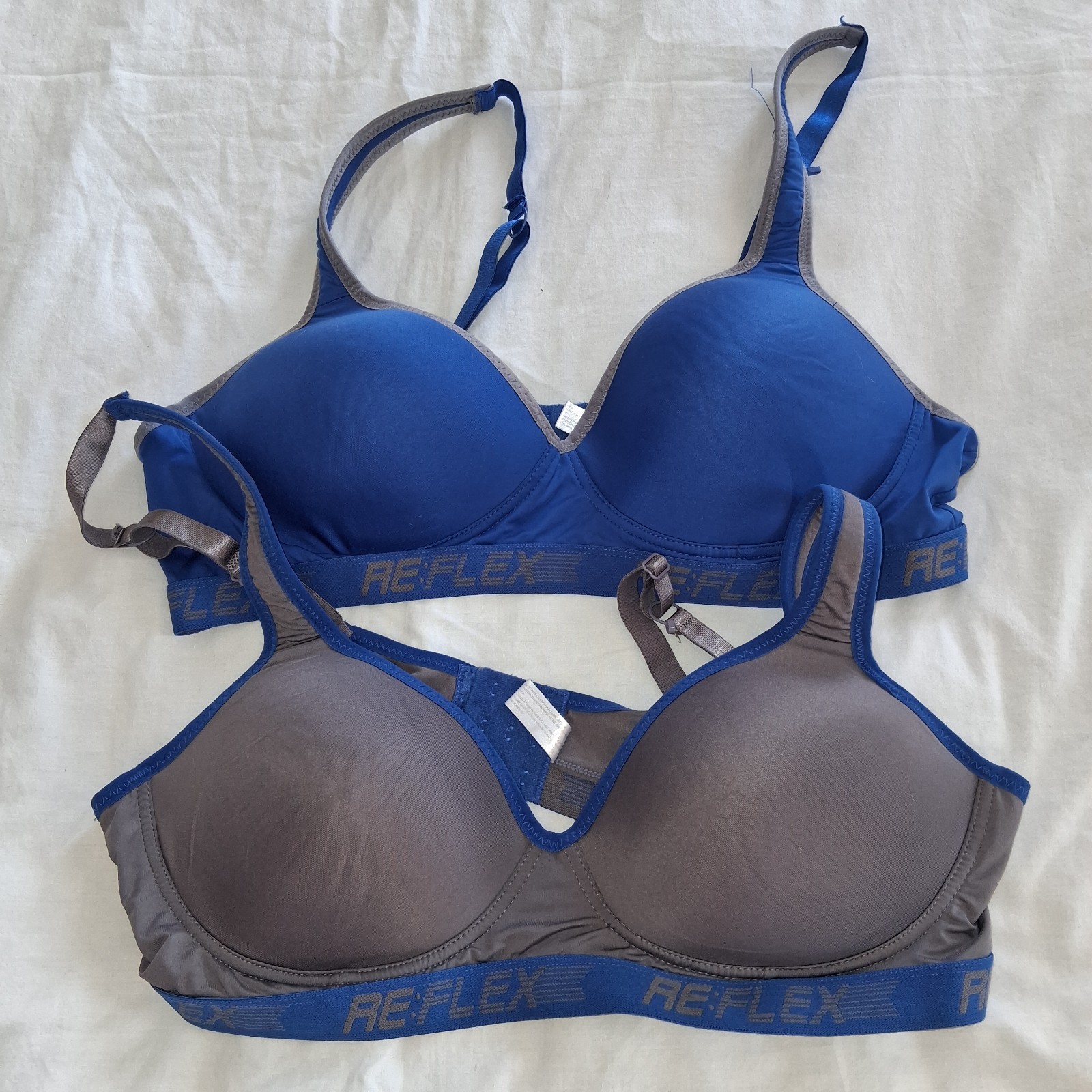 Set of 2 Reflex Sports Bras 3X Blue, Gray Lot of 2