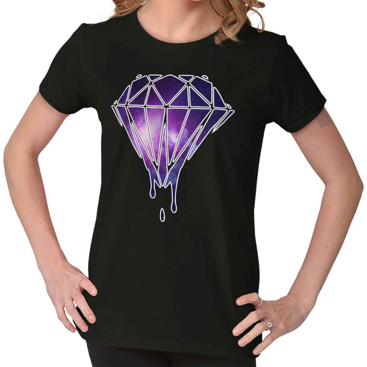 Outer Space Galaxy Melting Dripping Diamond Graphic T Shirts for Women T-Shirts