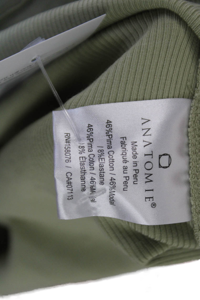 Anatomie Womens Ribbed Knit Tank Top Matcha Green Cotton Size Medium