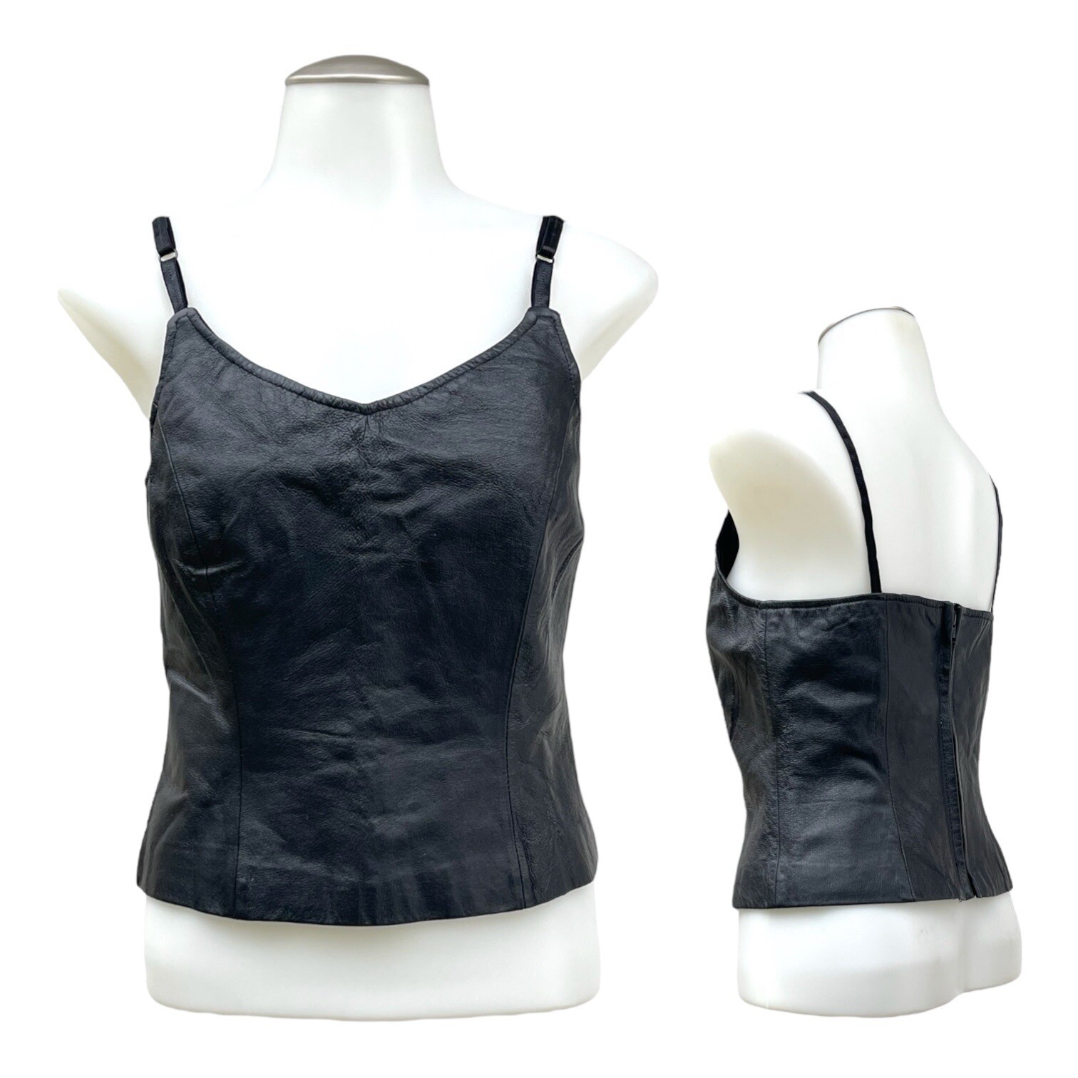 Vintage 90s SHAPE FX Womens 4 Leather Tank Bustier Corset Top Built In Bra NWOT