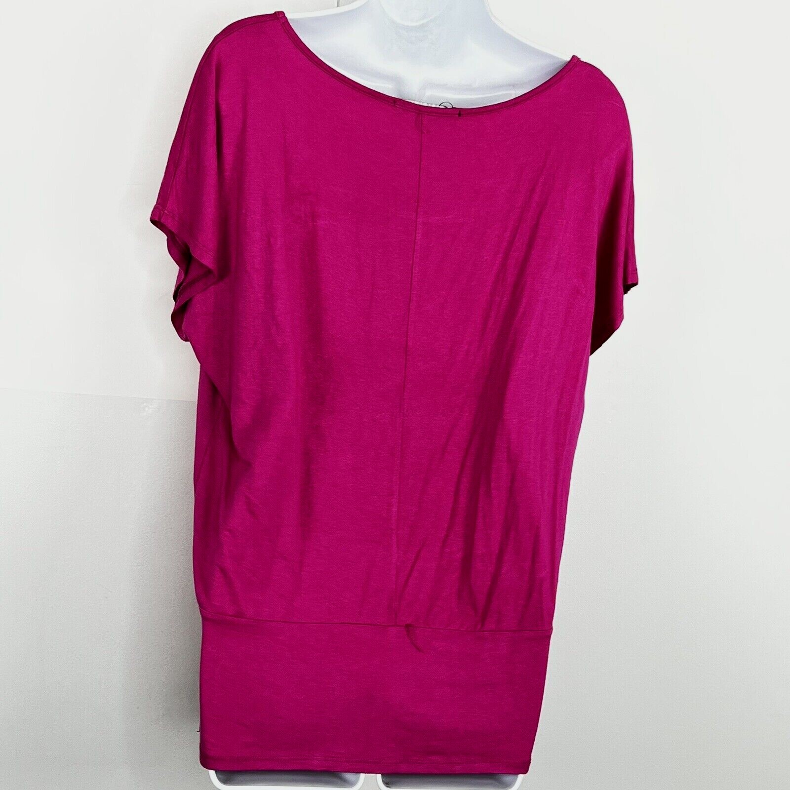 BLEU Top Sz L Hot Pink Short Dolman Sleeves Sequins Round Neck Studded Glam