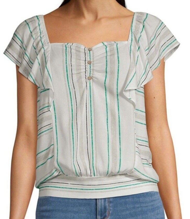 New By & By Sweetheart Neck Flutter Sleeve Blouson Shirt XXL Women $39 R2