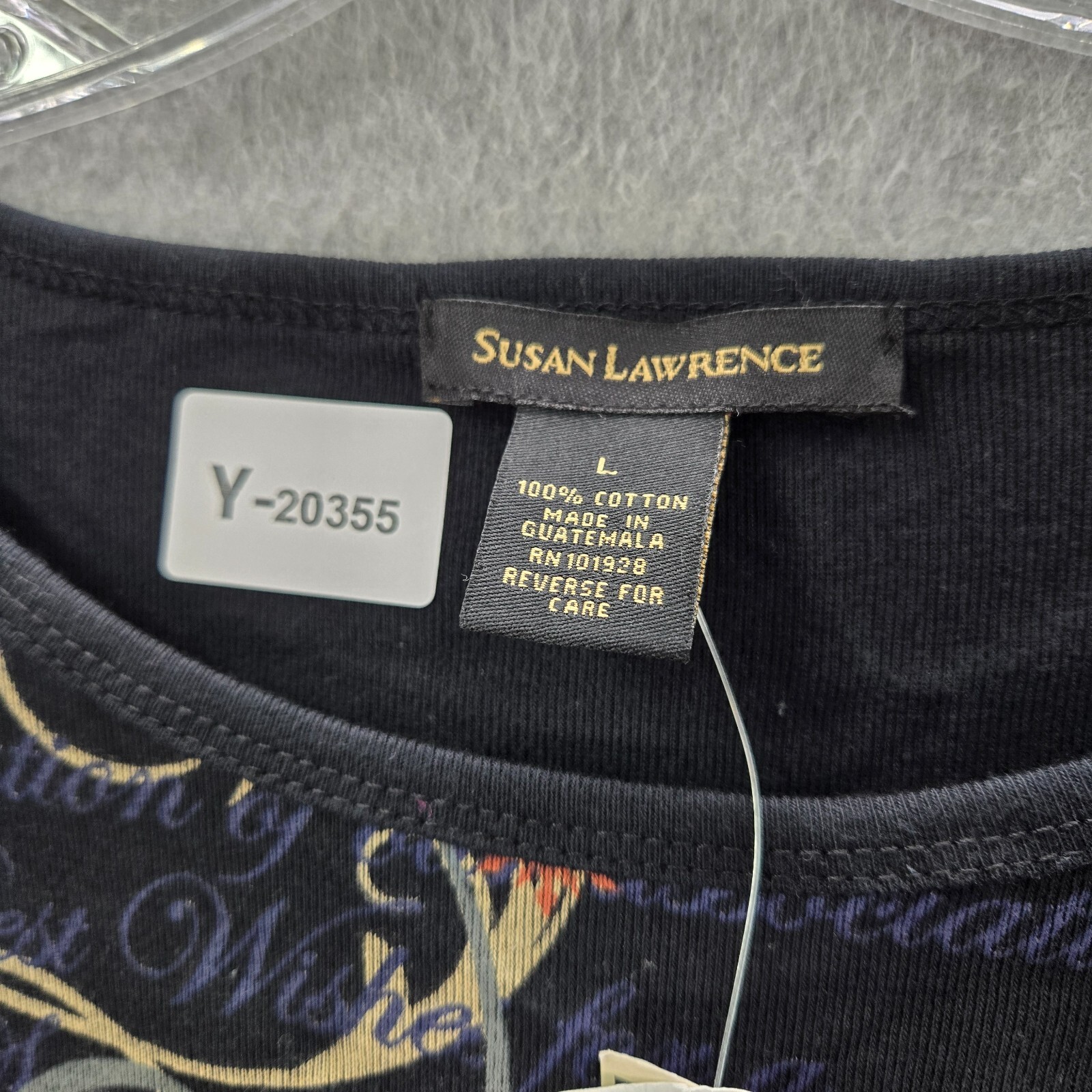 Susan Lawrence Women Top Large Black Shirt Happy Holidays Studded Christmas NWT
