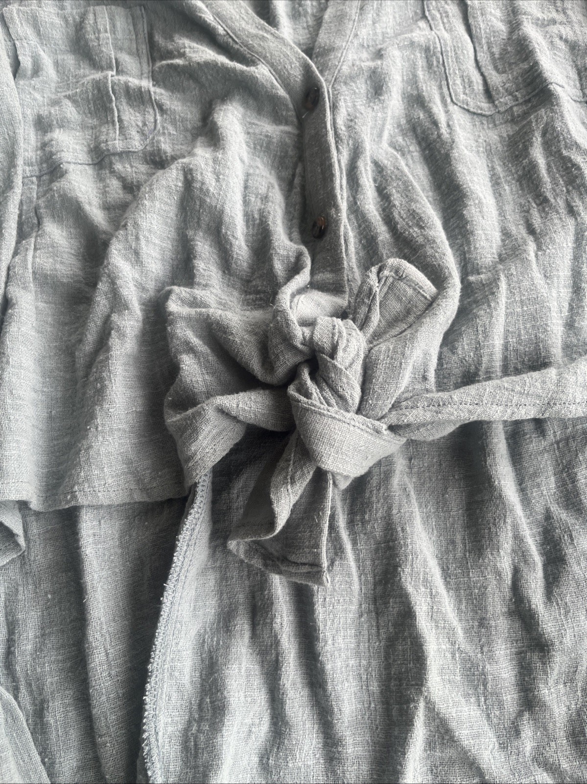 Wishlist Apparel Sage Green Gauze Tie Front Button Shirt Small Coastal Cottage