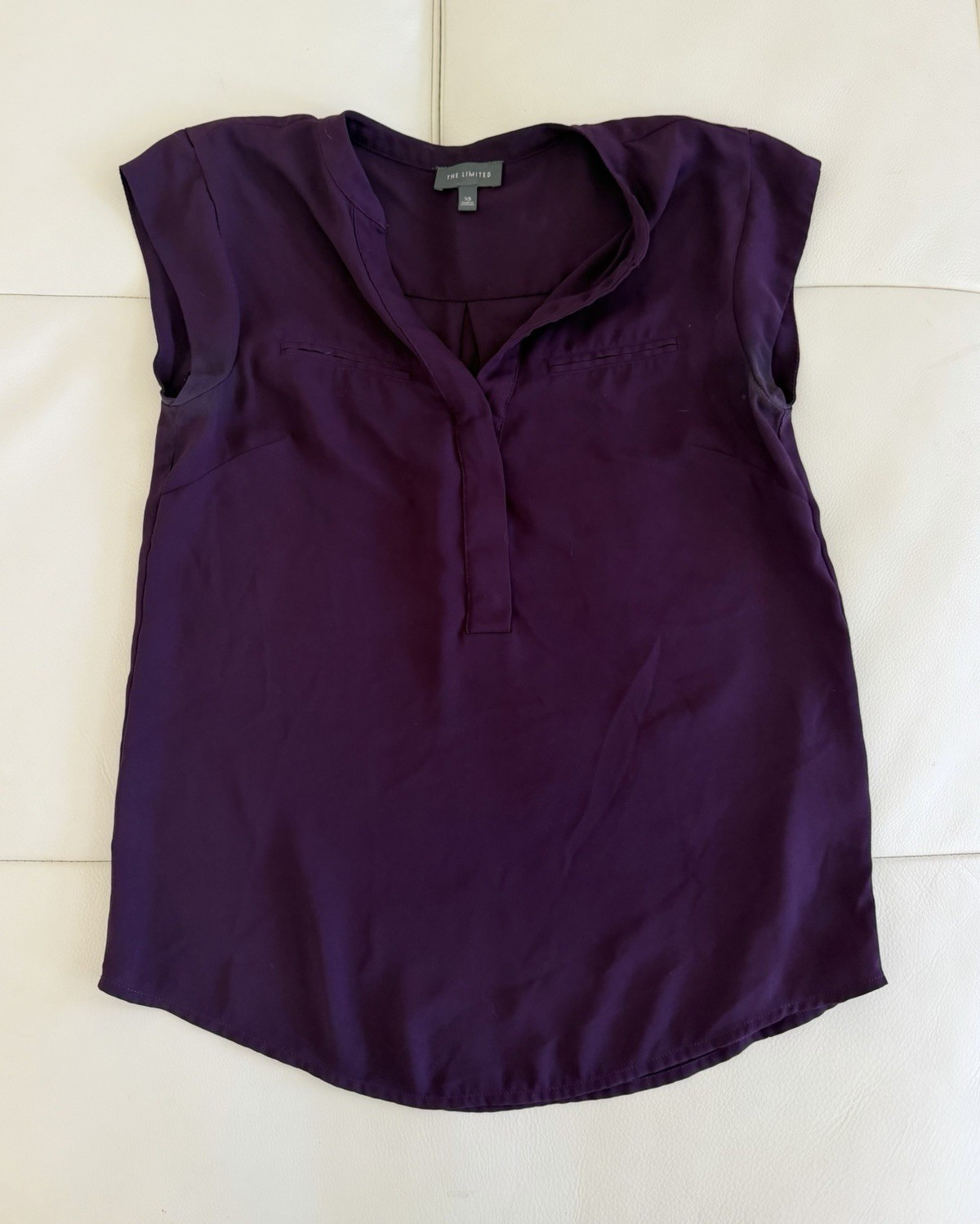 The Limited Women’s Purple Solid V-Neck Cap Sleeve Pullover Blouse XS