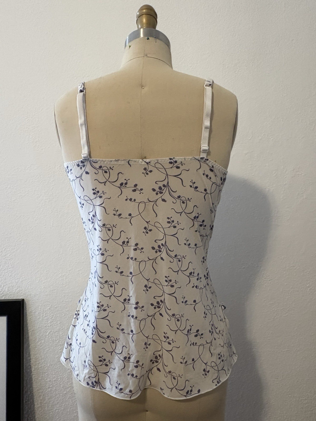White And Purple Floral Lace, Cami Top Size Small