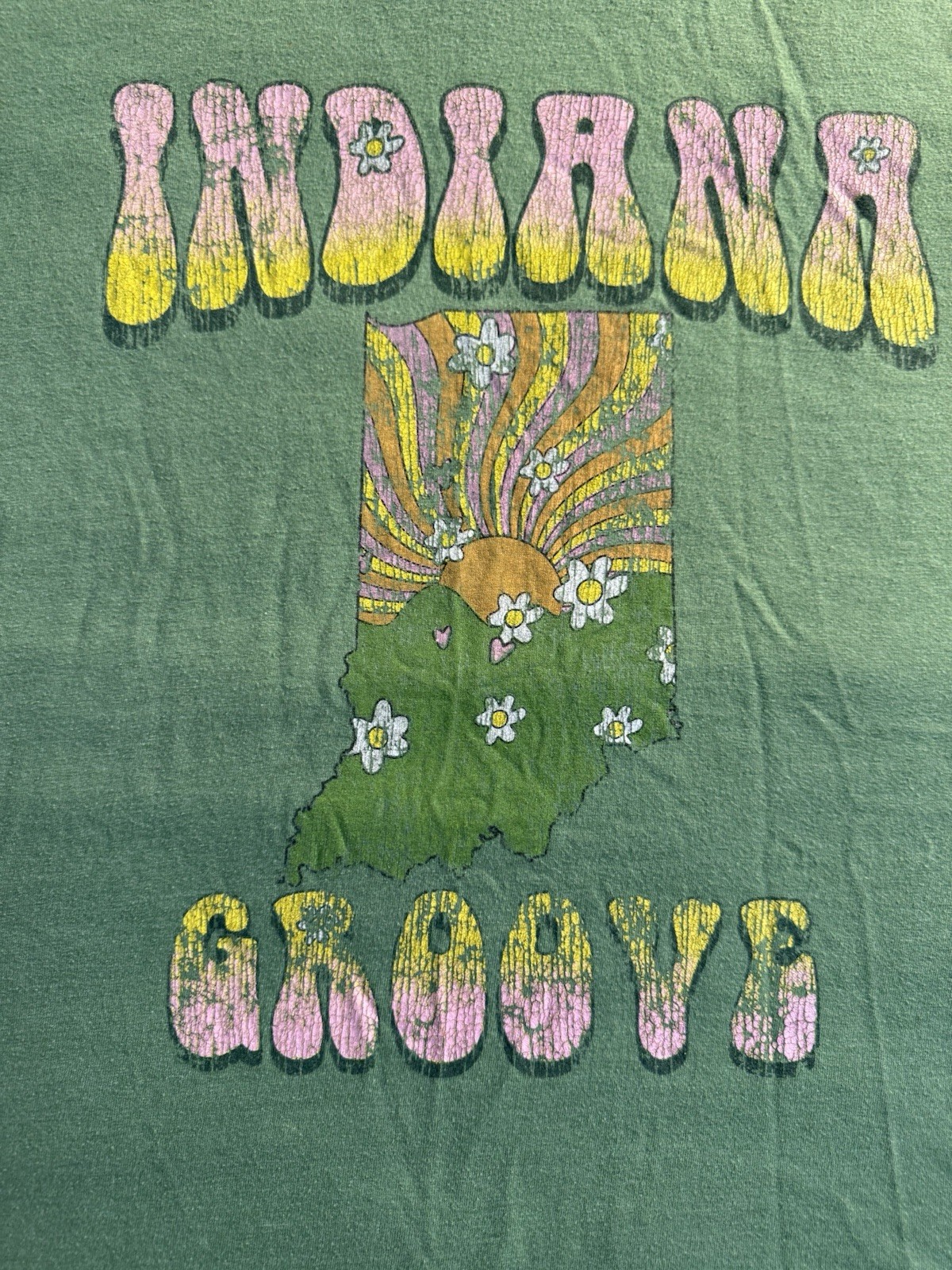 Women State And Local Thread Company T-Shirt Size 2XL Green Indiana Groove