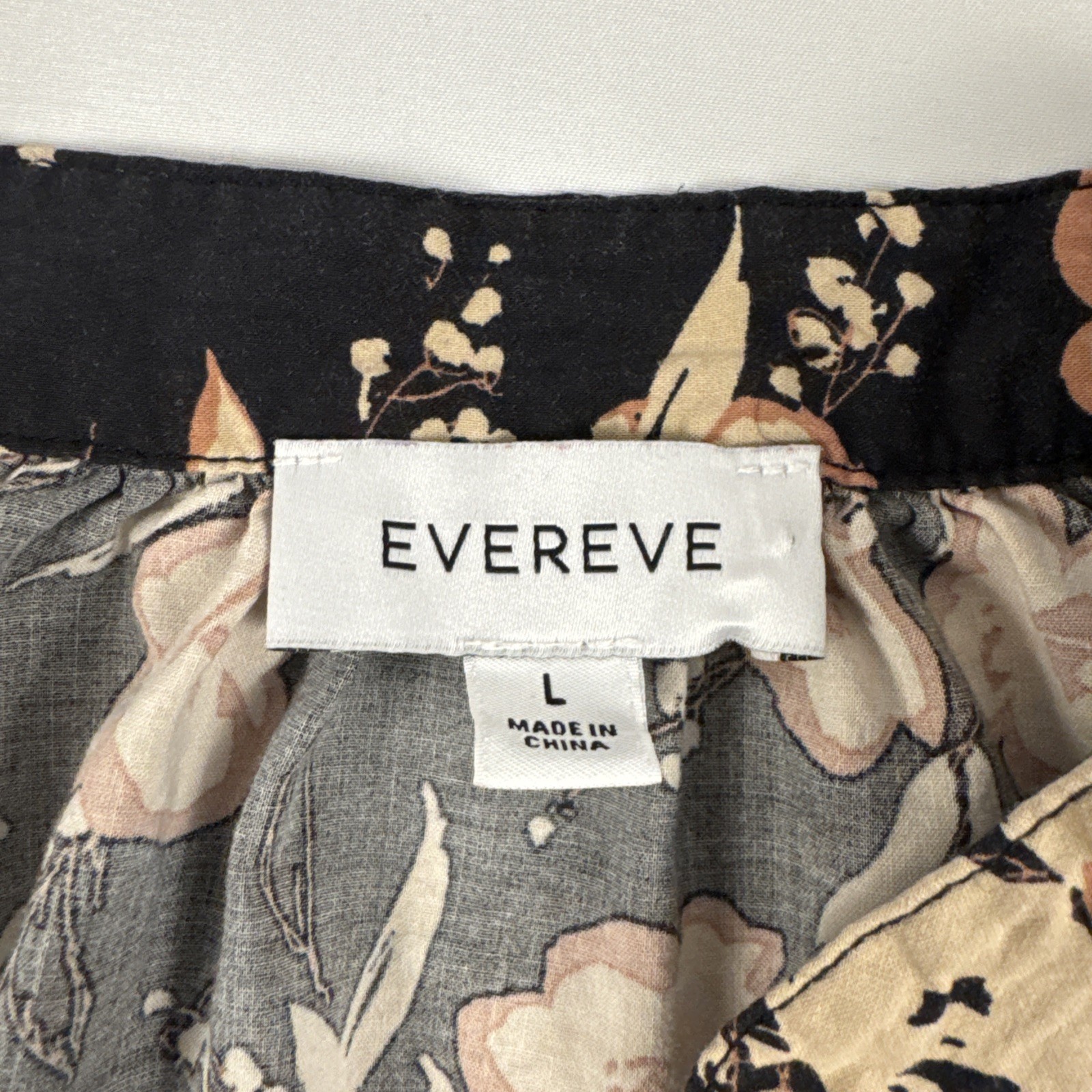 Evereve Women’s Large Black Peasant Popover Blouse Shirt Top Floral Festival