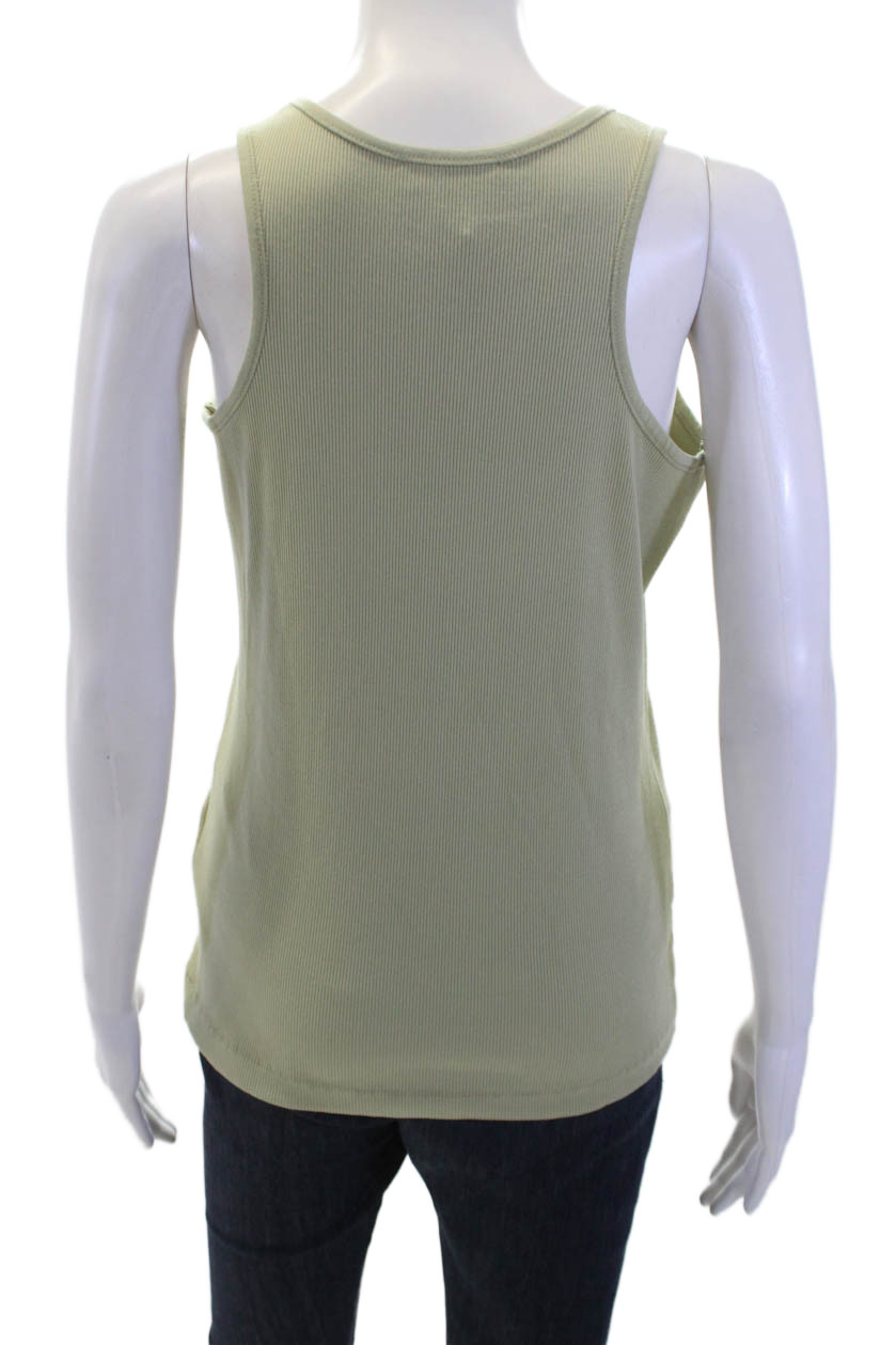 Anatomie Womens Ribbed Knit Tank Top Matcha Green Cotton Size Medium