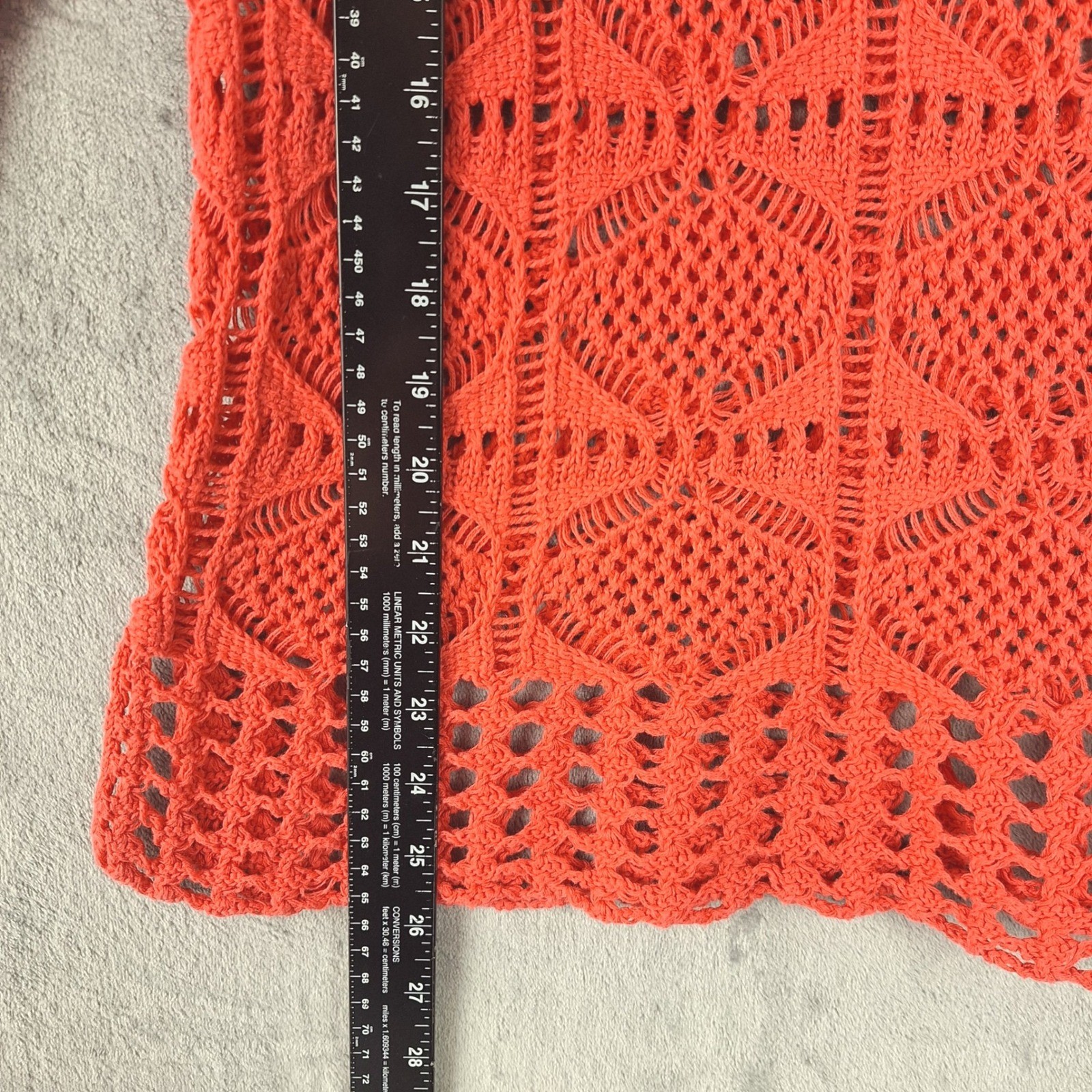 Womens Top Small Red Crochet Open Knit Boho Festival Floral Cottagecore Hippie
