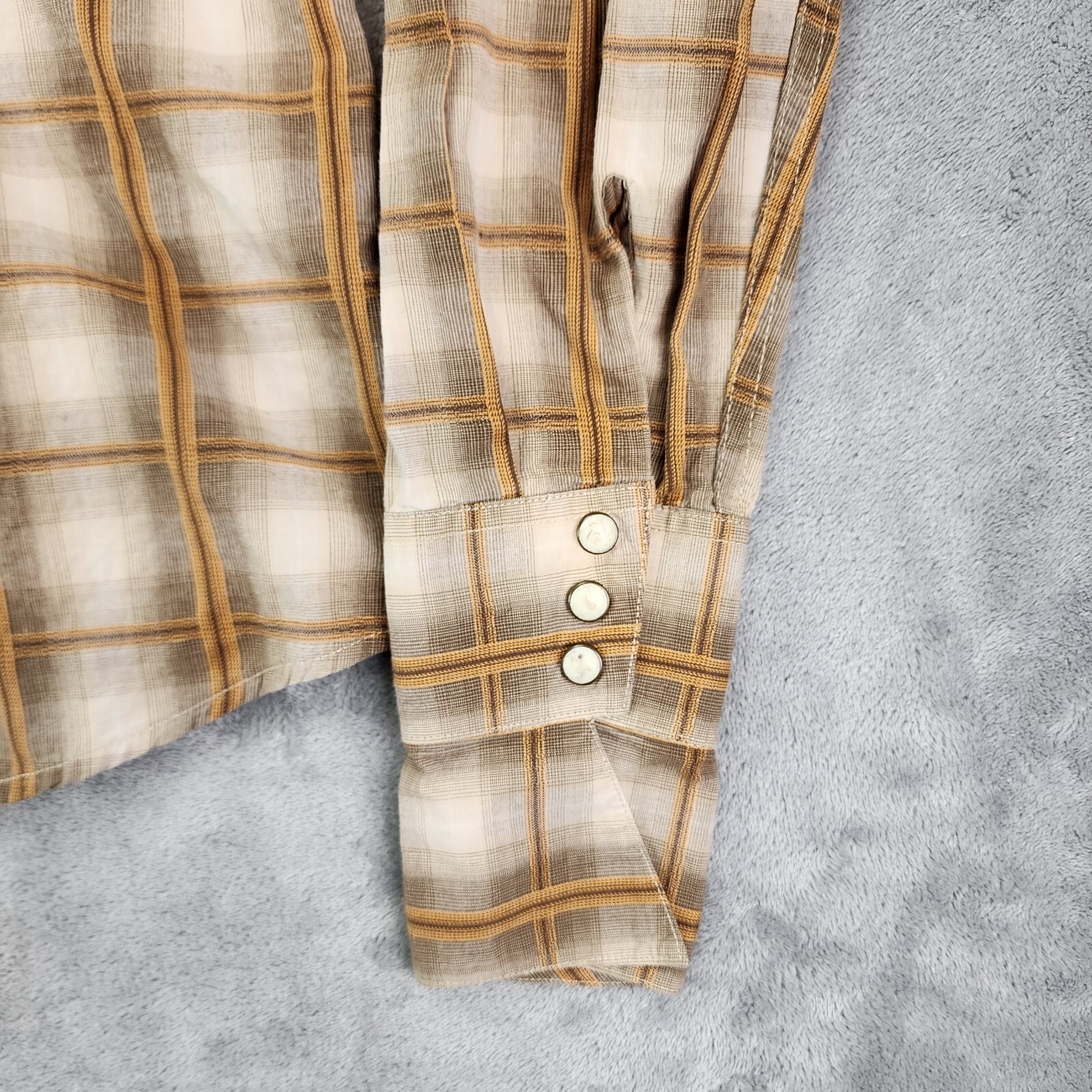 Panhandle Slim Shirt Womens Extra Large Brown Plaid Pearl Snap Western Rodeo