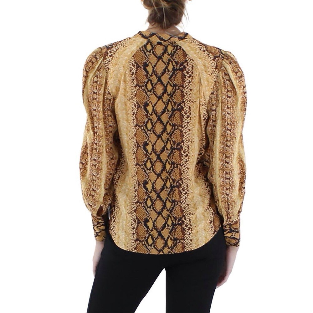 Joie‎ Snake Animal Print Button Down Long Sleeves 100% Viscose Blouse Top Size M