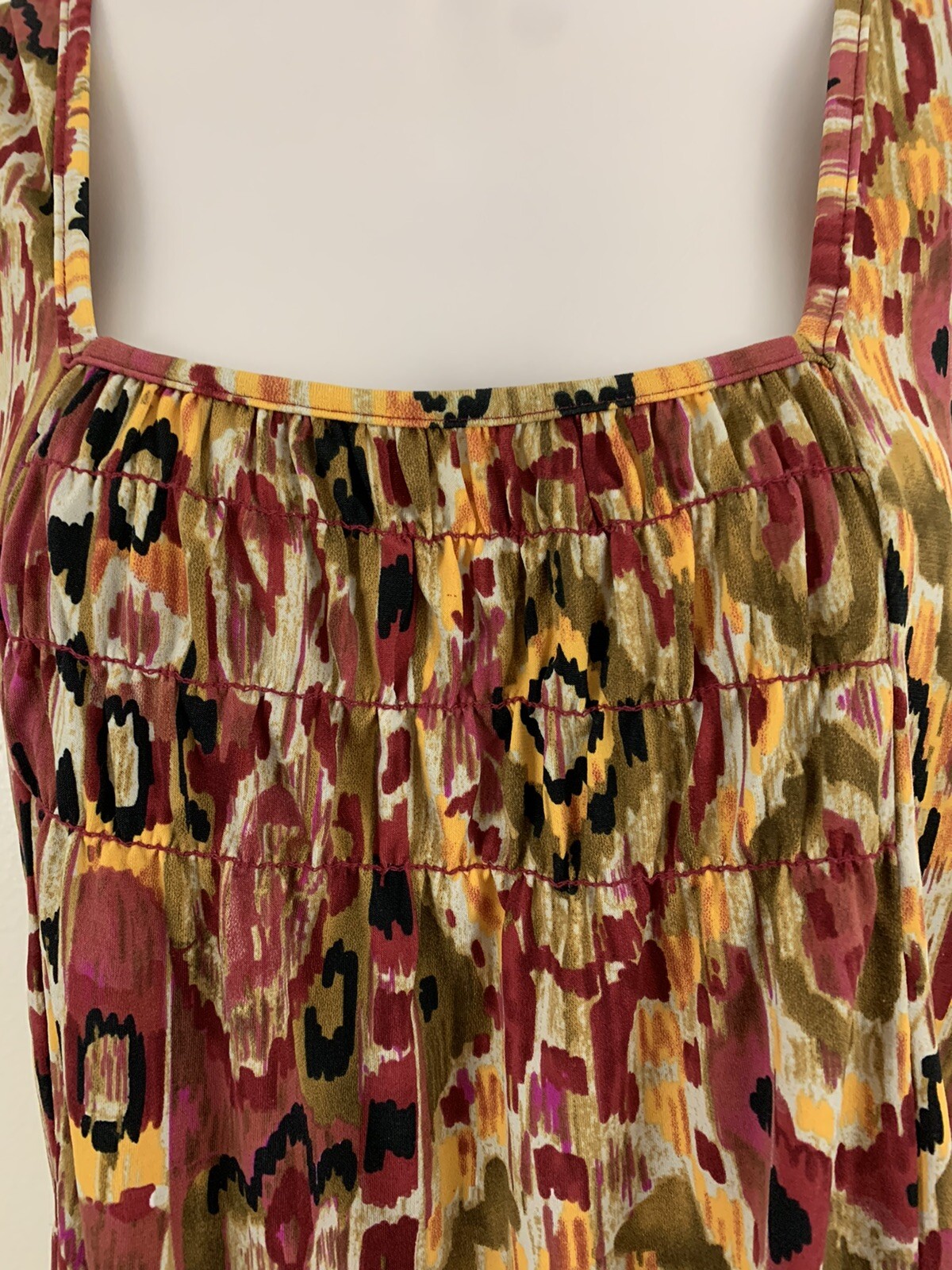 Carole Little Red Brown Yellow Sleeveless Square Neck Top – Size S