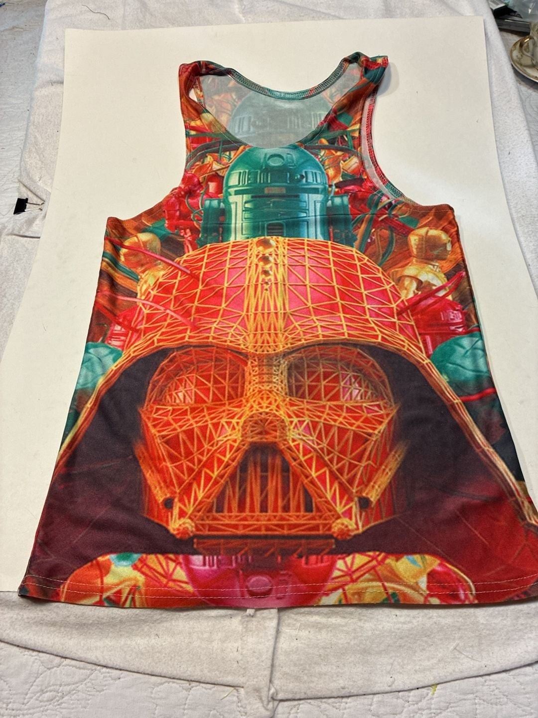 Star Wars Darth Vader Graphic Wireframe Design Racerback Tank Top