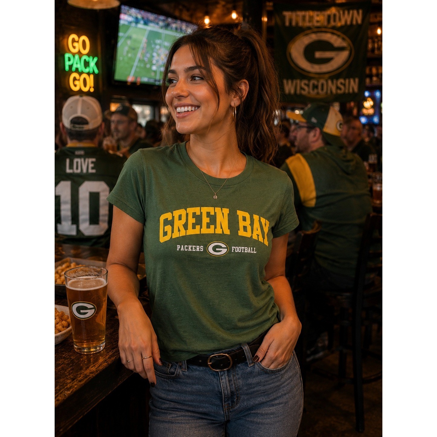 NWT Green Bay Packers Women’s Large GIII 4Her T-Shirt NFL Football Tee