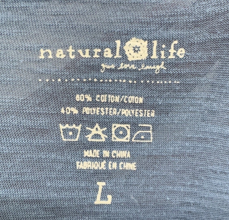 NATURAL LIFE Floral Love T-shirt Cotton Knit Size L Country Blue Kind People