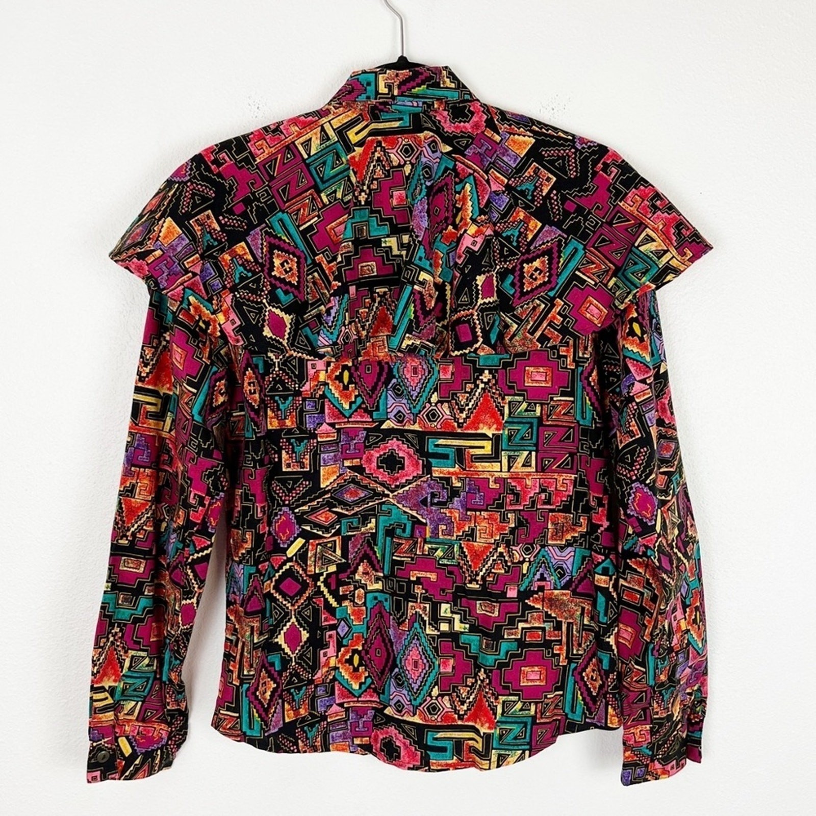 Women’s Vintage Western Shirt S Southwestern Aztec Cape Rodeo Style Cowgirl Chic