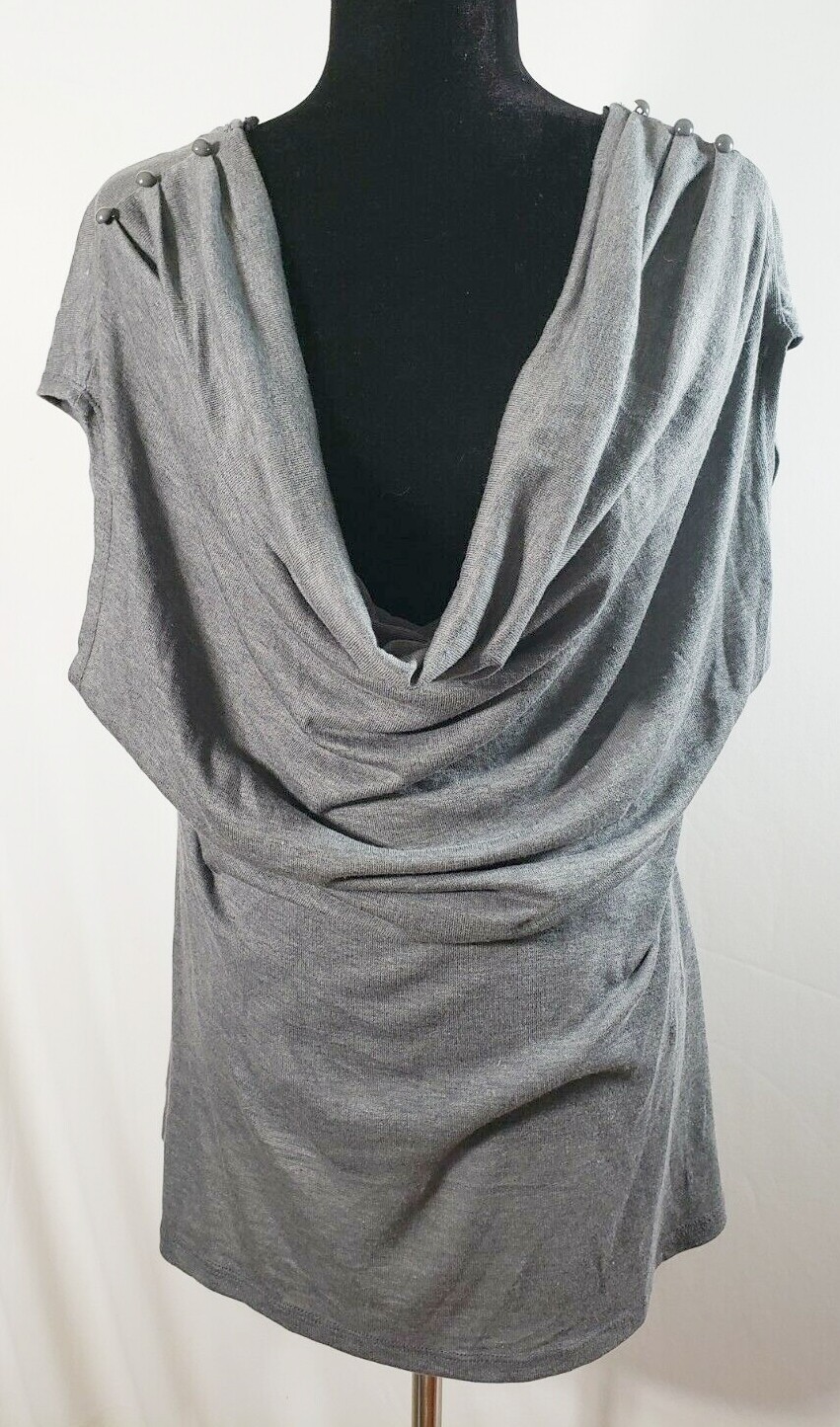 Plus size sleeveless top, cowl neck, gray , made in USA, 1XL,2XL, 3XL