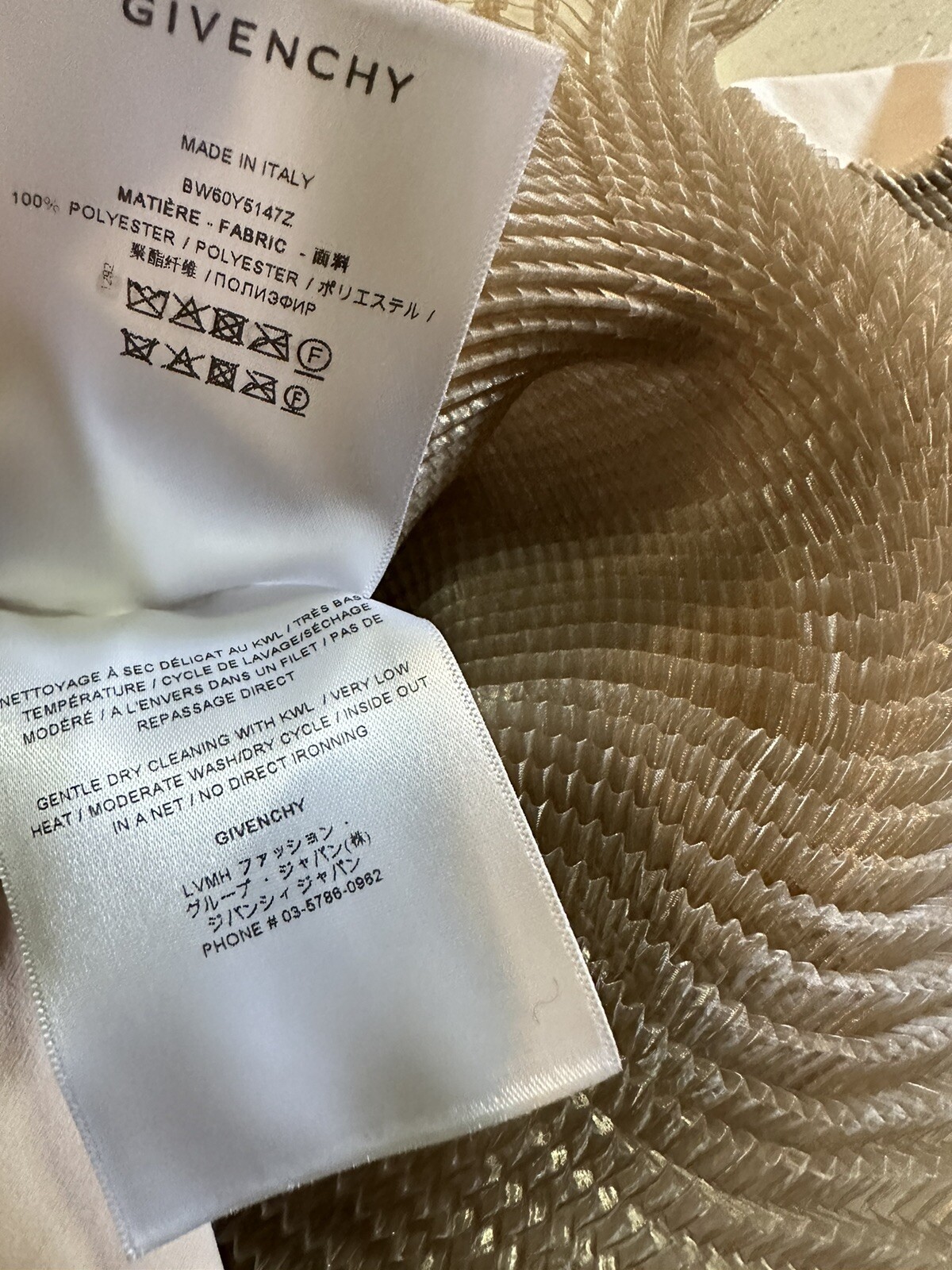 New $2385 GIVENCHY Flared Hem Organza Top Color: PALE GOLDEN One Size Italy