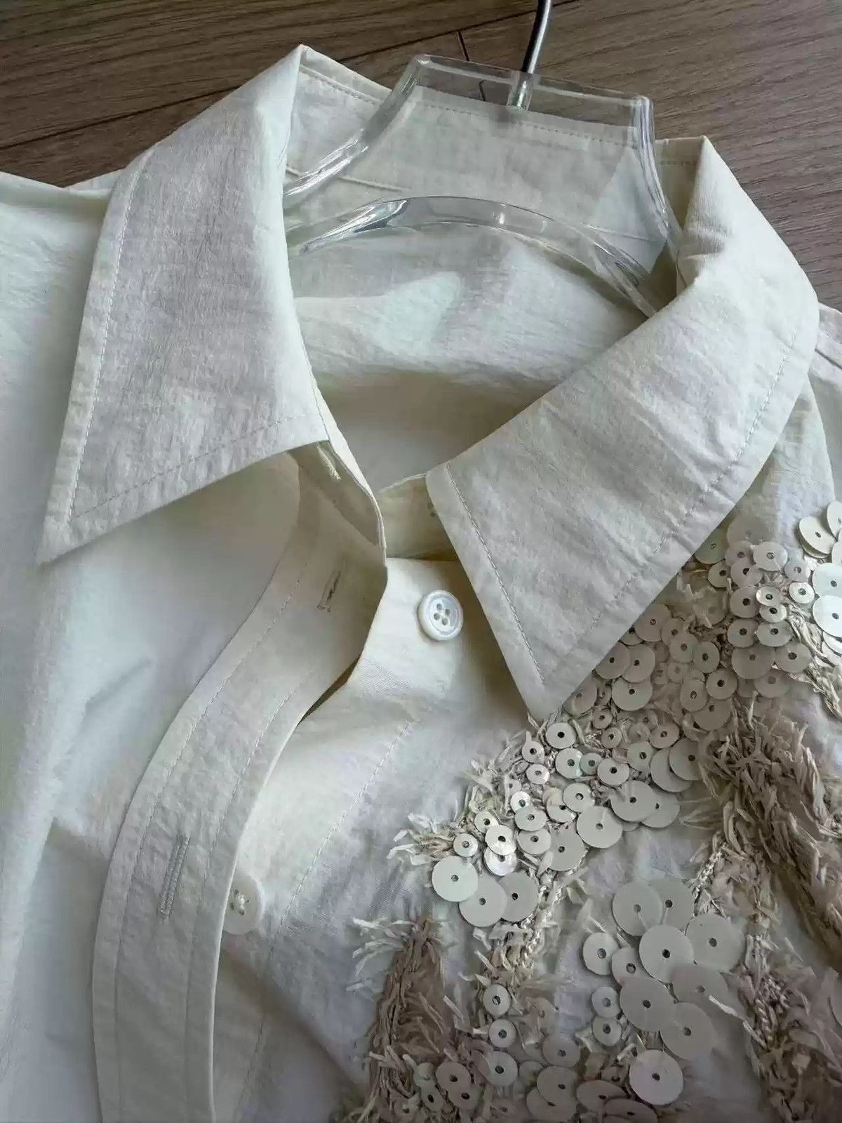 Brunello Cucinelli Abstract Sequin Embroidered Cotton Top