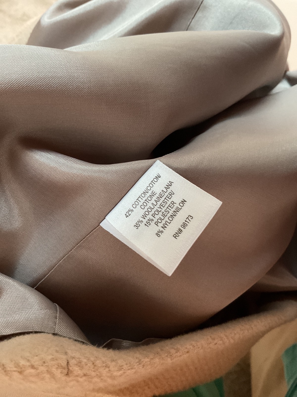Women’s W By Worth beige lined Cotton/Wool blend twill jacket size L, NWT