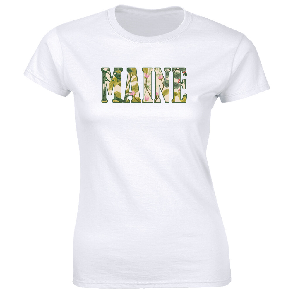 Maine Floral State Name T-Shirt for Women Hometown State Pride Gift Tee Shirt