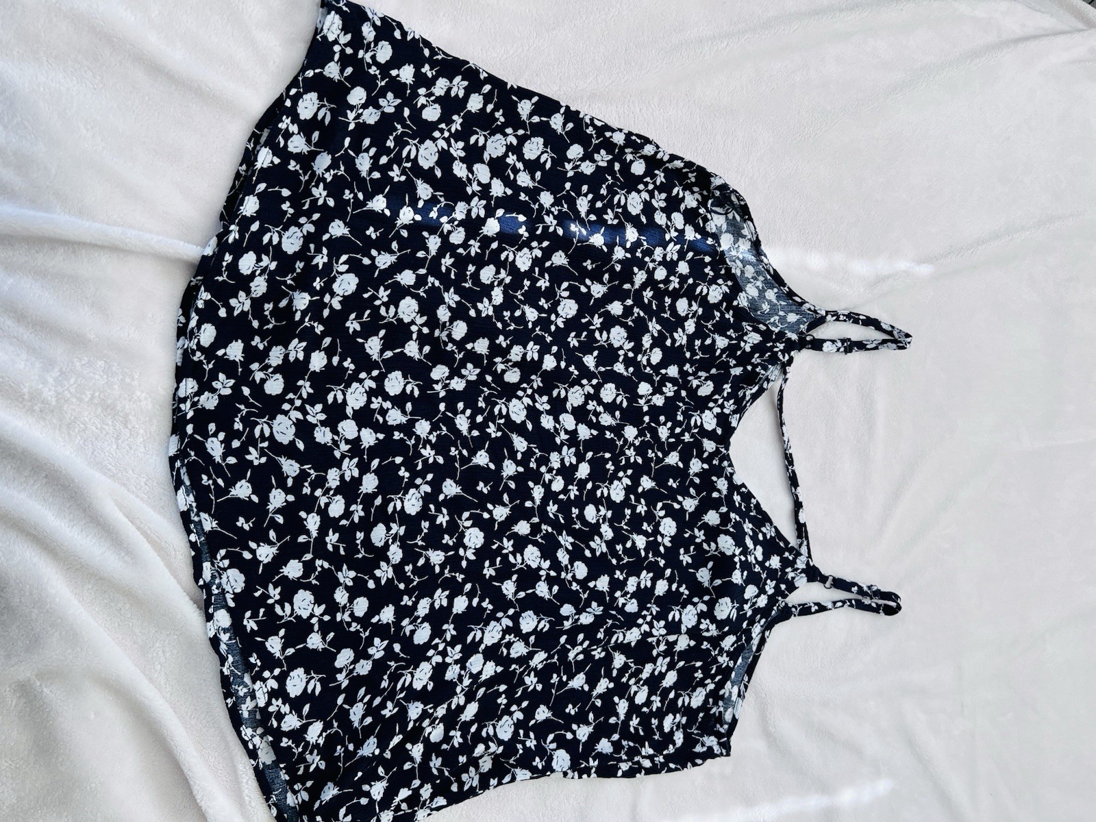 Skies Are Blue Black & White Floral Swing Cami Tank Plus Size 1X Resort Wear