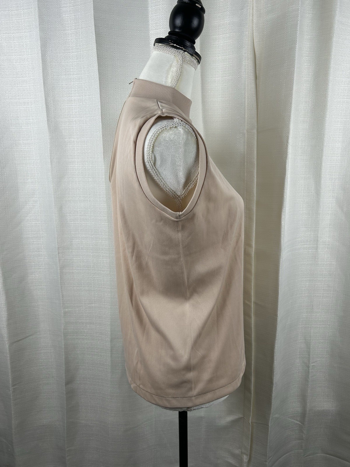 Vintage Jersey Knit Mock Neck Sleeveless Nude Pink Top -Size Medium