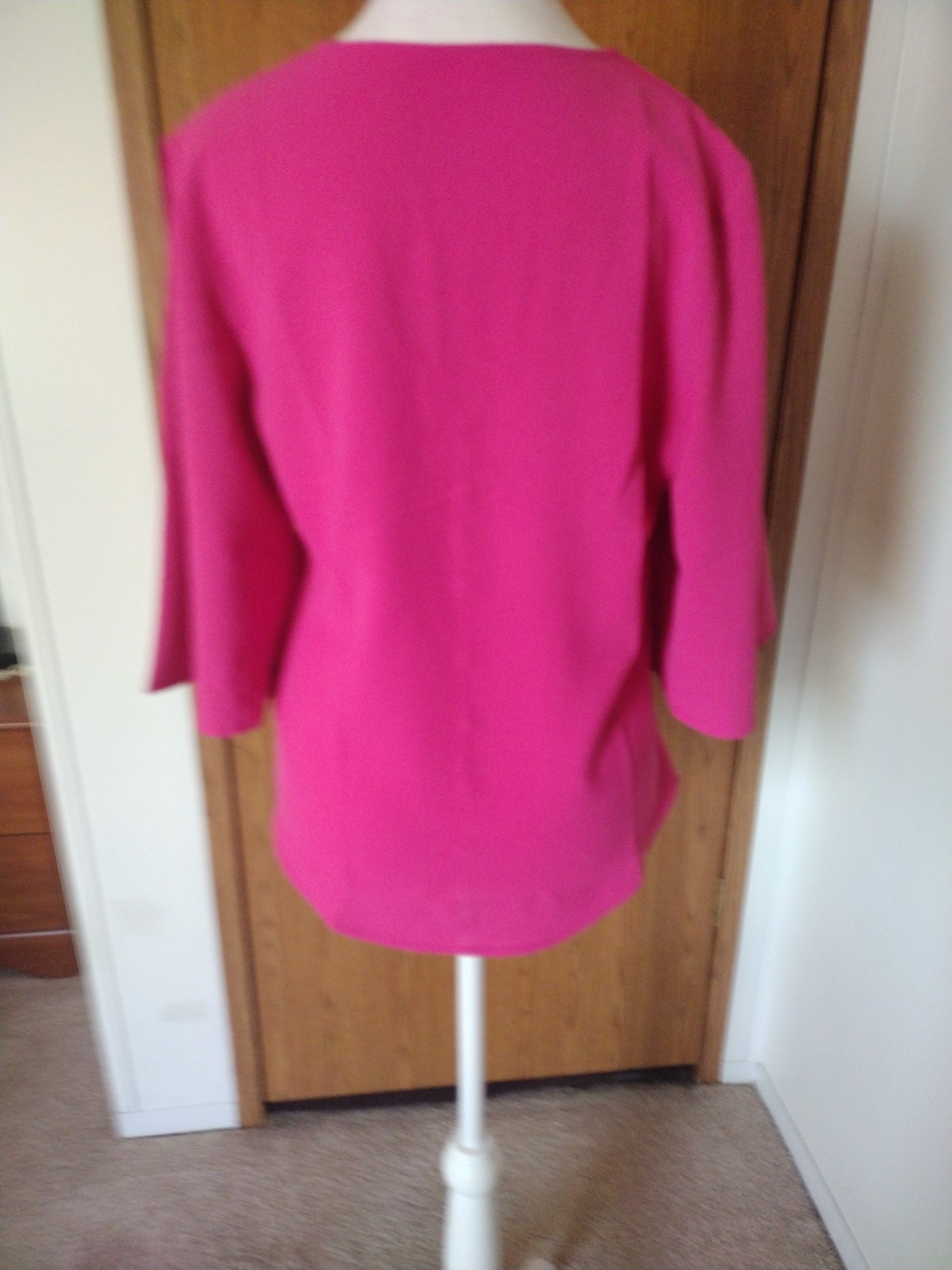 Luvamia Ladies Tops 1 Blue/1 Pink 3/4 Sleeves Button Up Tie At The Bottom Small