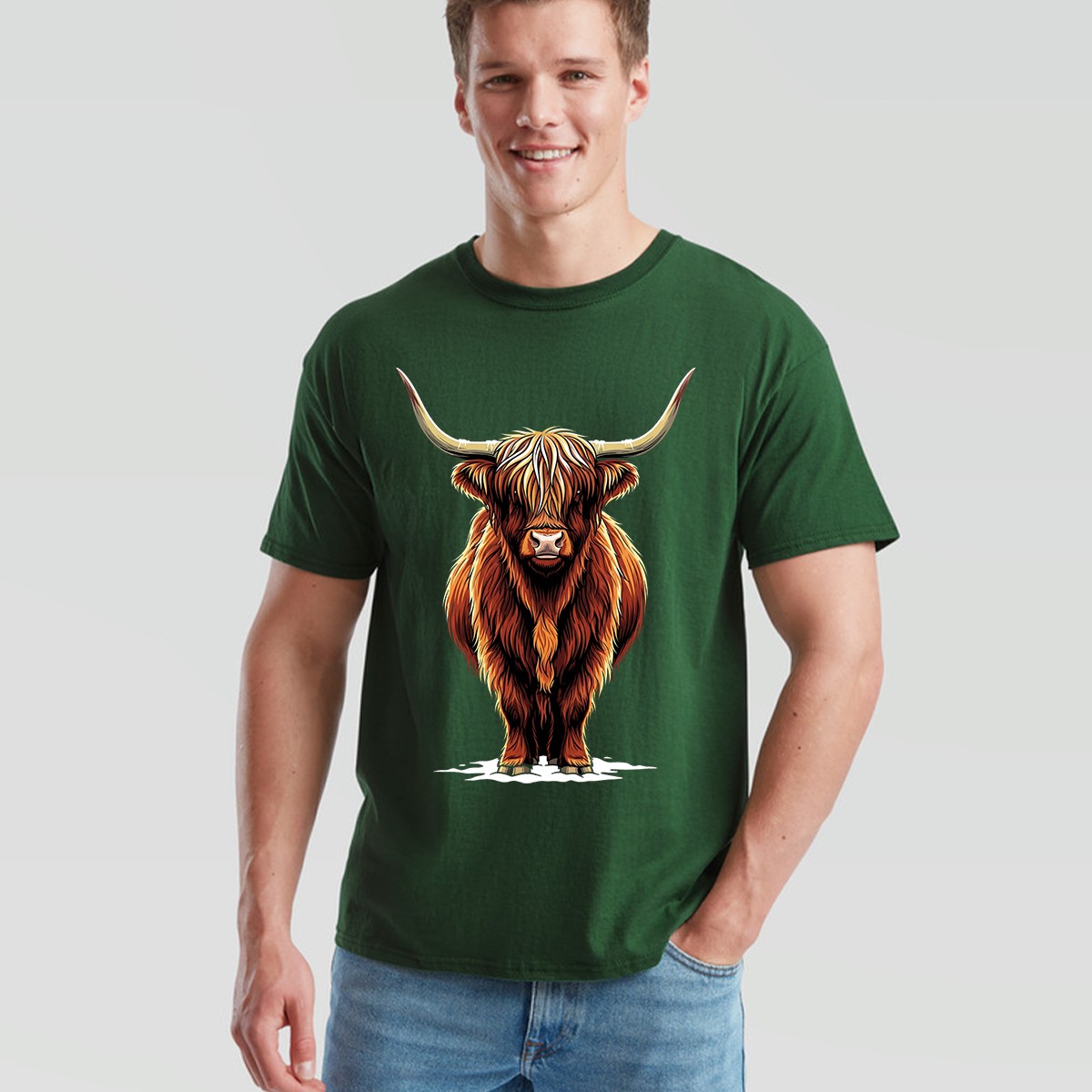 Highland Cow Animals Mens T-Shirt Womens Tee Graphic Unisex Tee