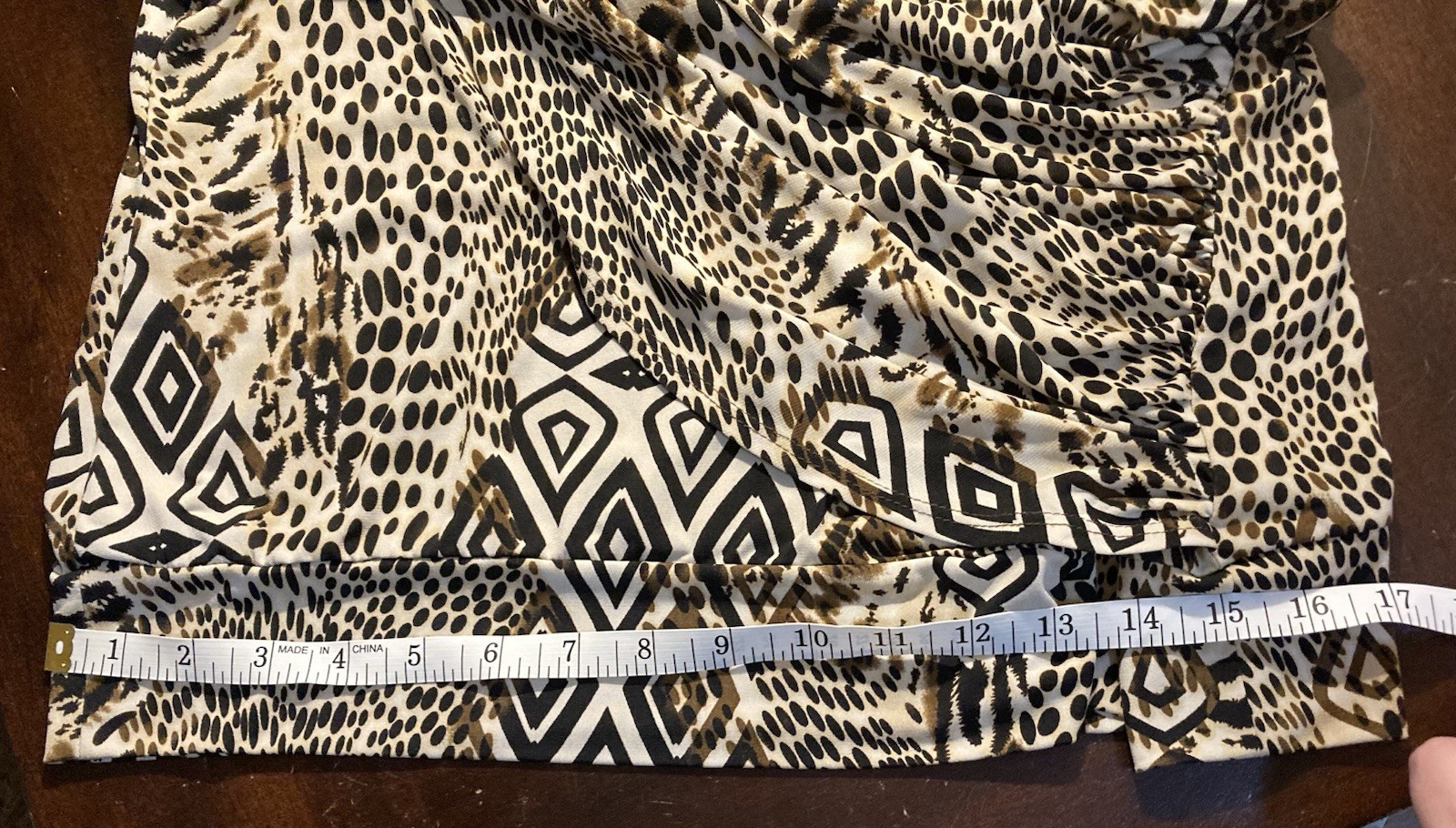 AGB Women’s Geometric Animal Print Blouse In Black And Brown Size Petite XL