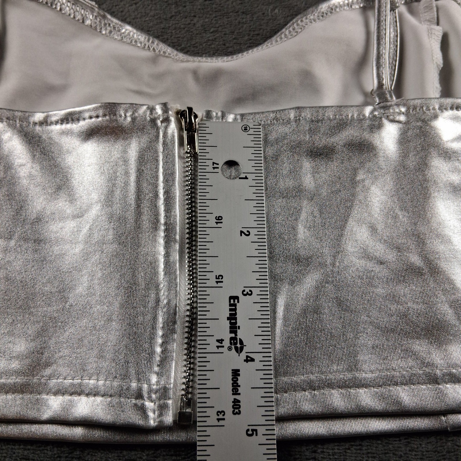 Unbranded Metallic Fringe Crop Top Womens M Silver Beaded Festival Rave Party