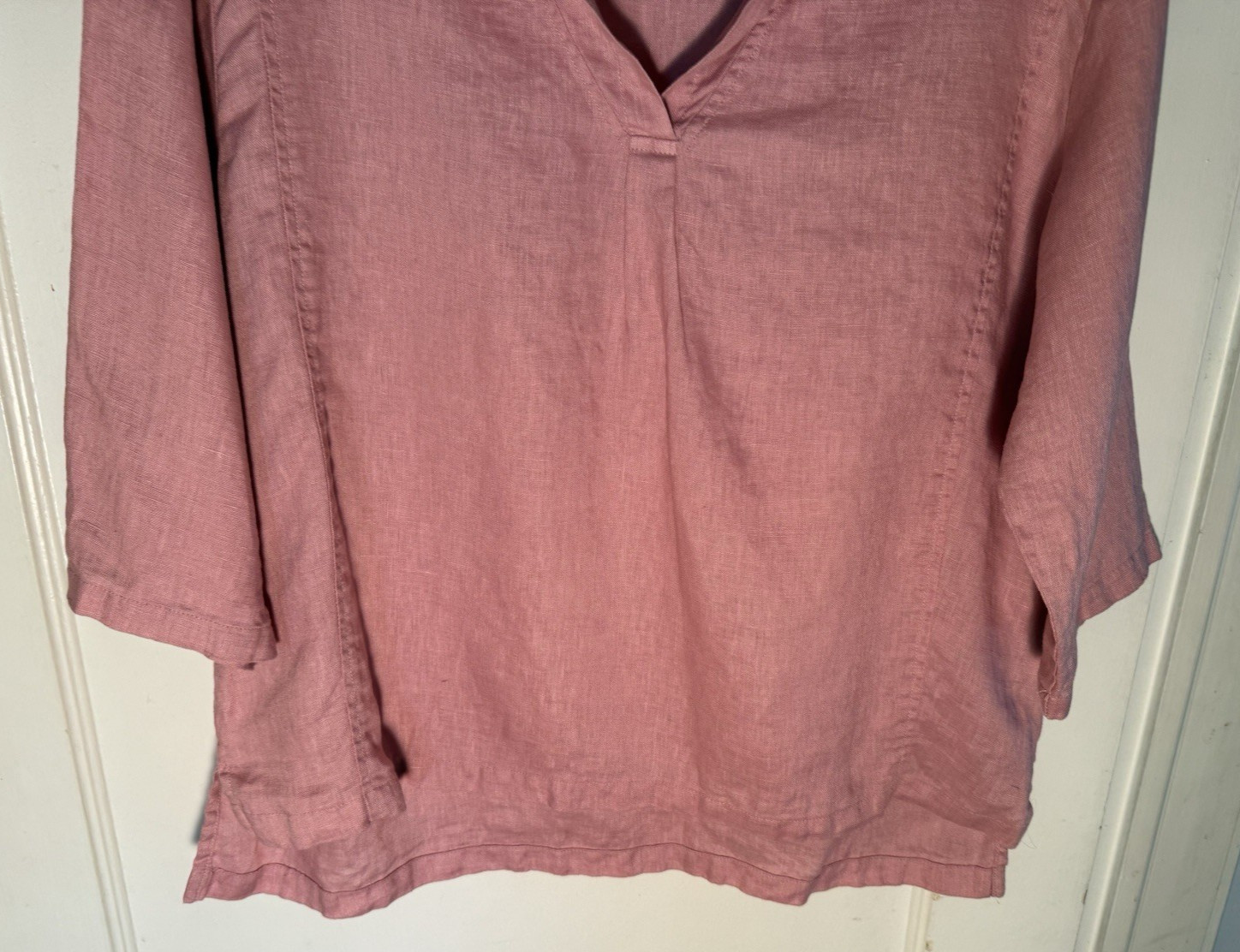Lintico Shawl Collar Linen Blouse Pink Size M