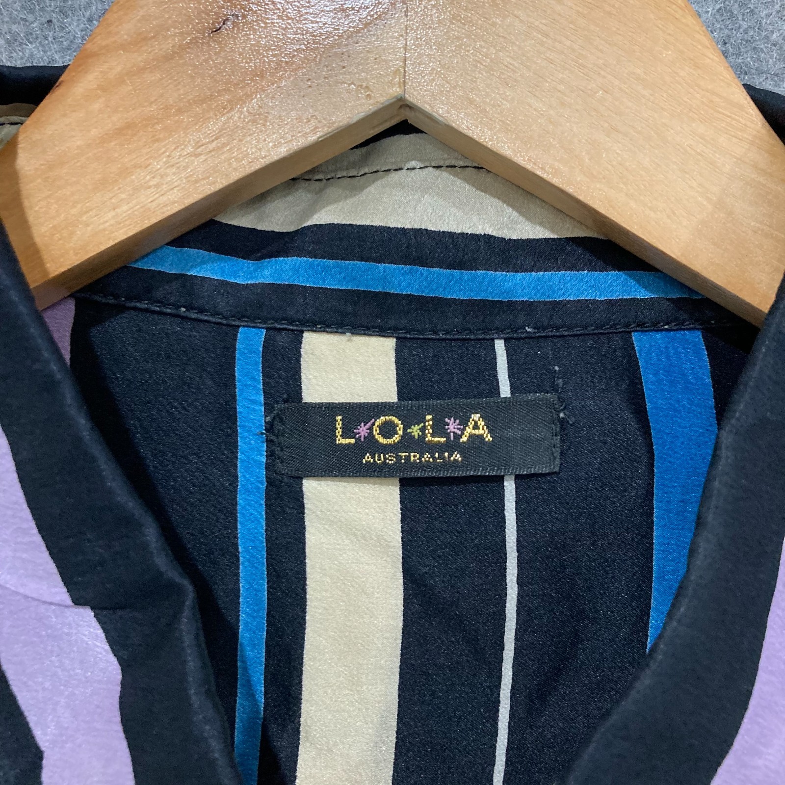 Lola Australia Blouse Womens Size XS Silk Striped Tunic Multicolour 39916