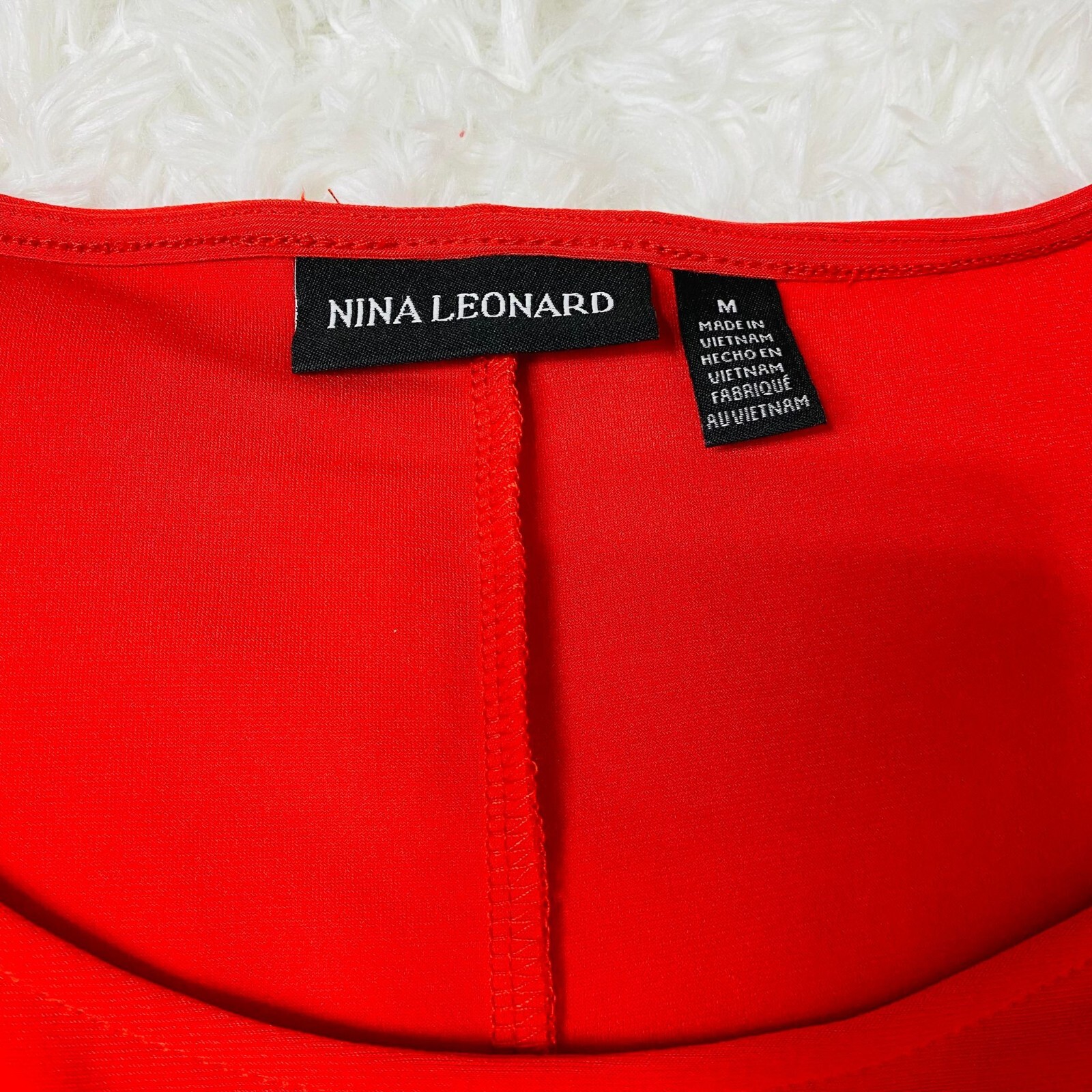 Nina Leonard Miracle Matte Jersey Ruffle-Sleeve Top, Size Medium NEW w/ Tag,Red