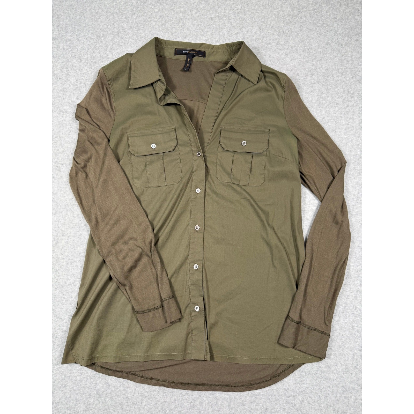 BCBAMAXAZRIA Women’s Medium Green Button Down Shirt