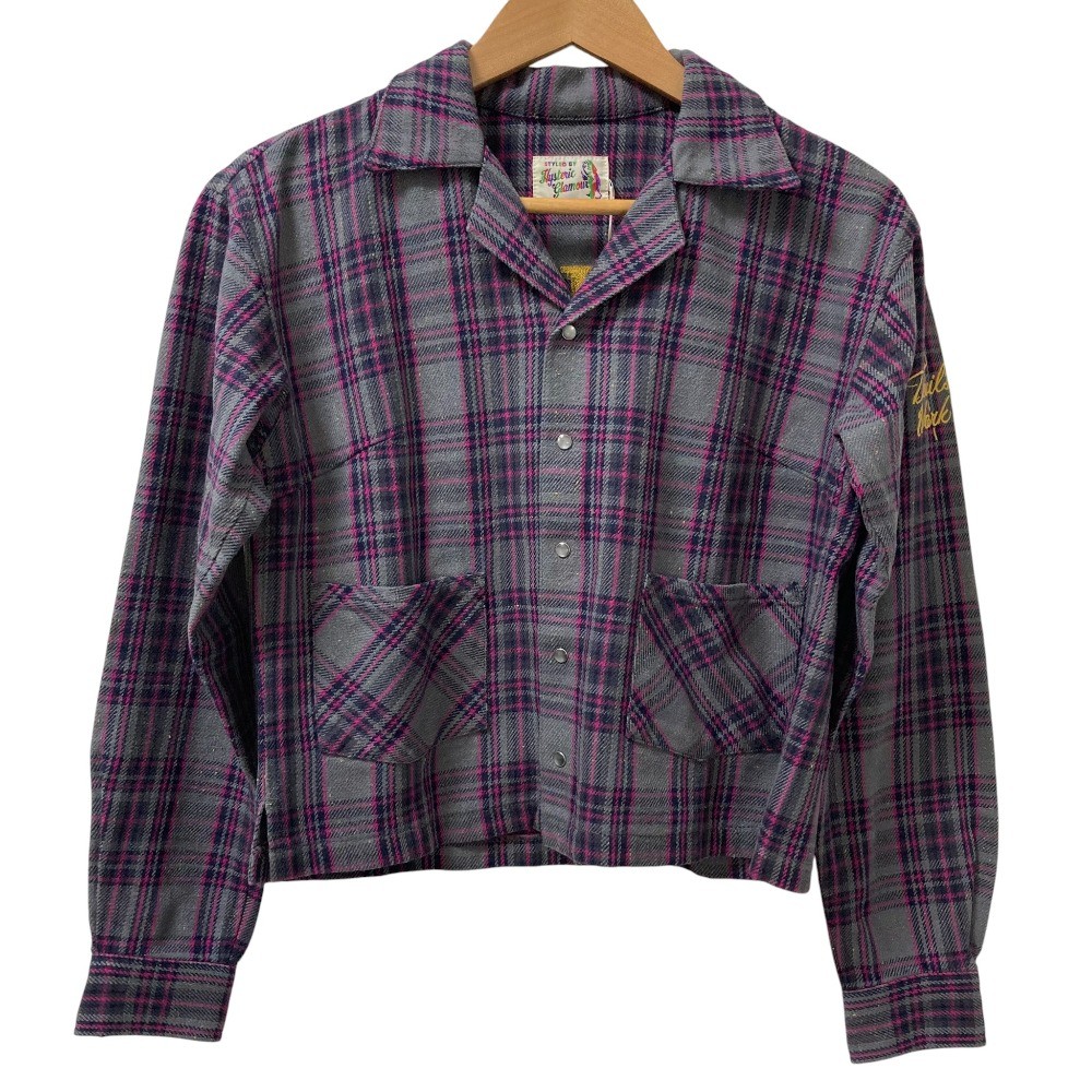 HYSTERIC GLAMOUR SPEAK NO EVIL Open Collar Shirt, Size Small, Gray Women USED
