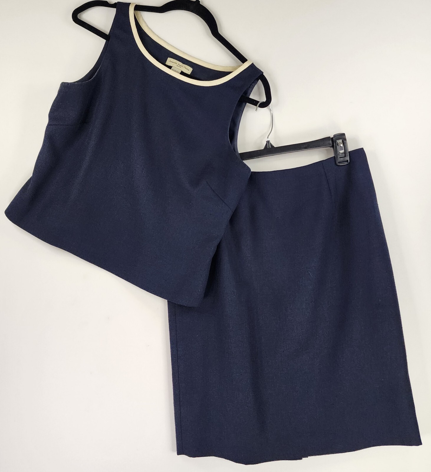 Amanda Smith Shirt Womens 10P Blue Sleeveless Top Knee Length Skirt 2 Piece