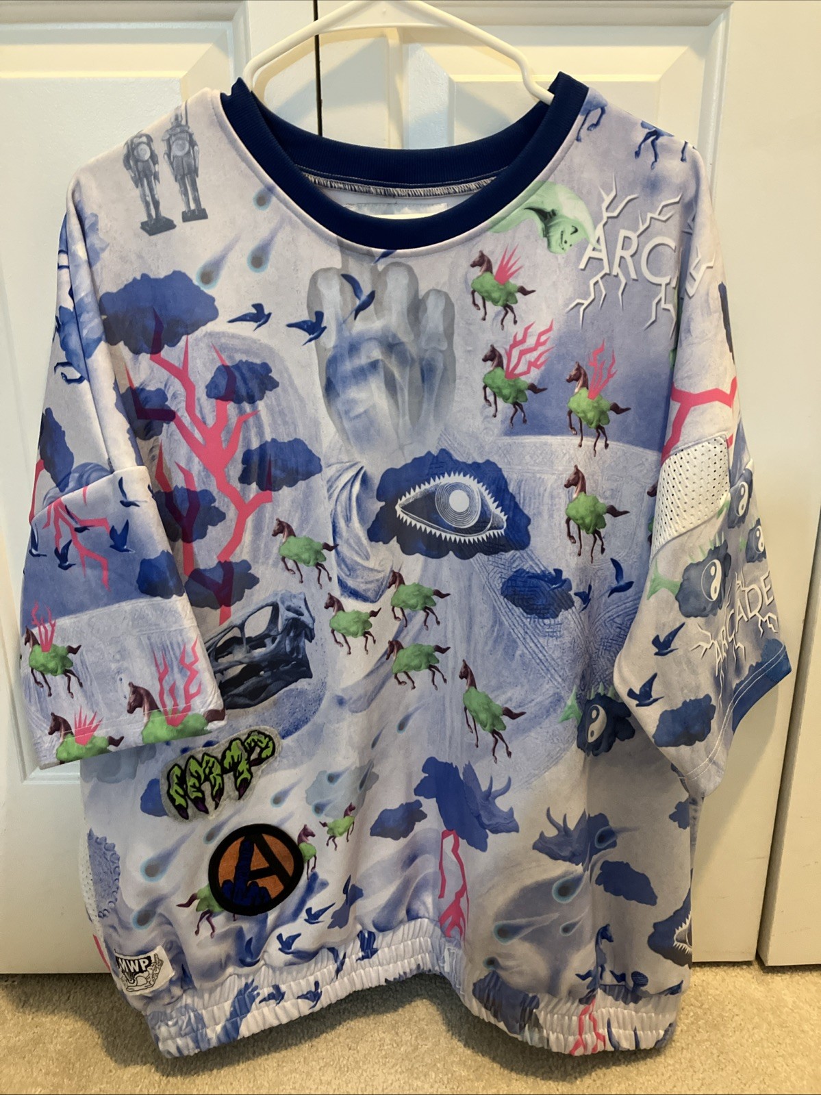 Purple Avant Garde Psychedelic Embroidered Patch Women’s Shirt