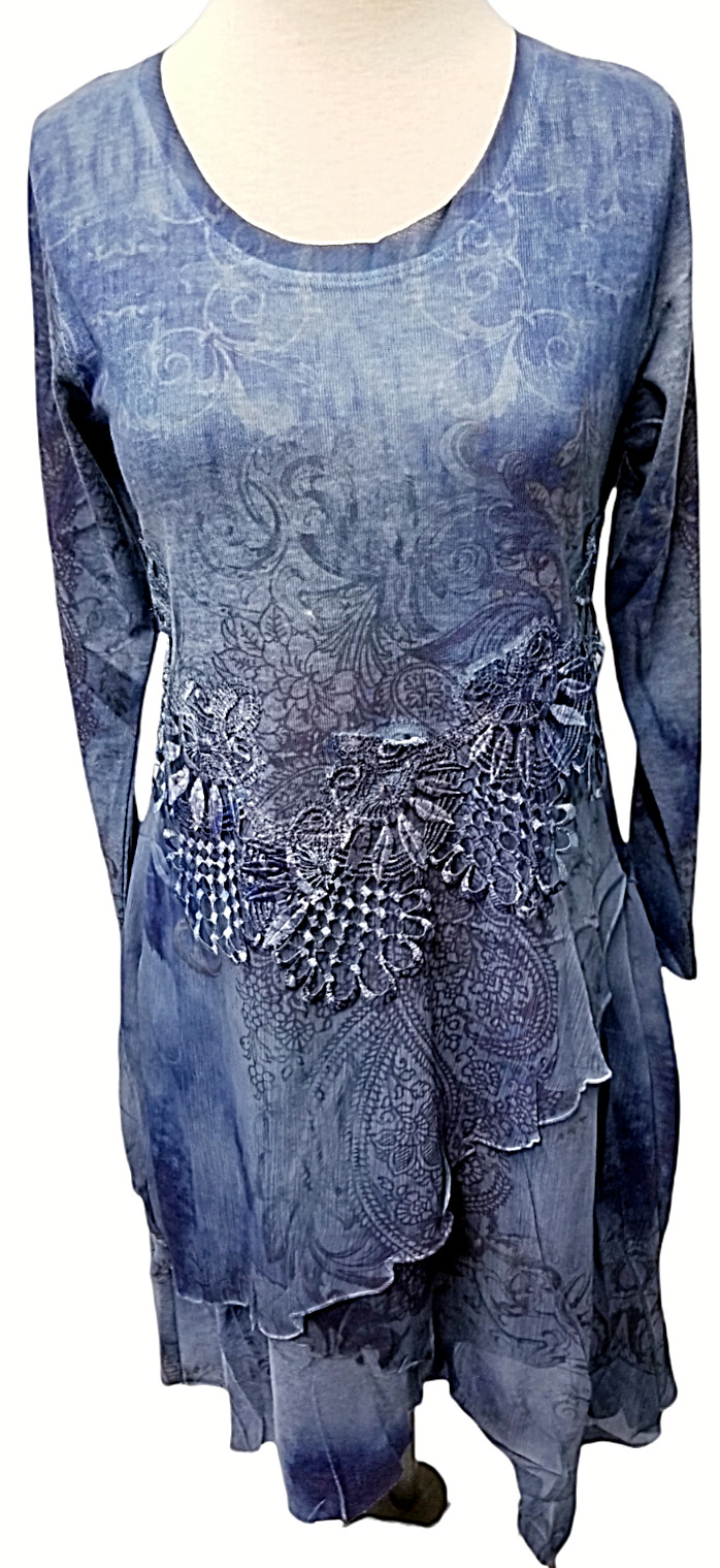 Pretty Angel Dress Womens M Long Sleeve A Line Layered Asymmetrical New Blue