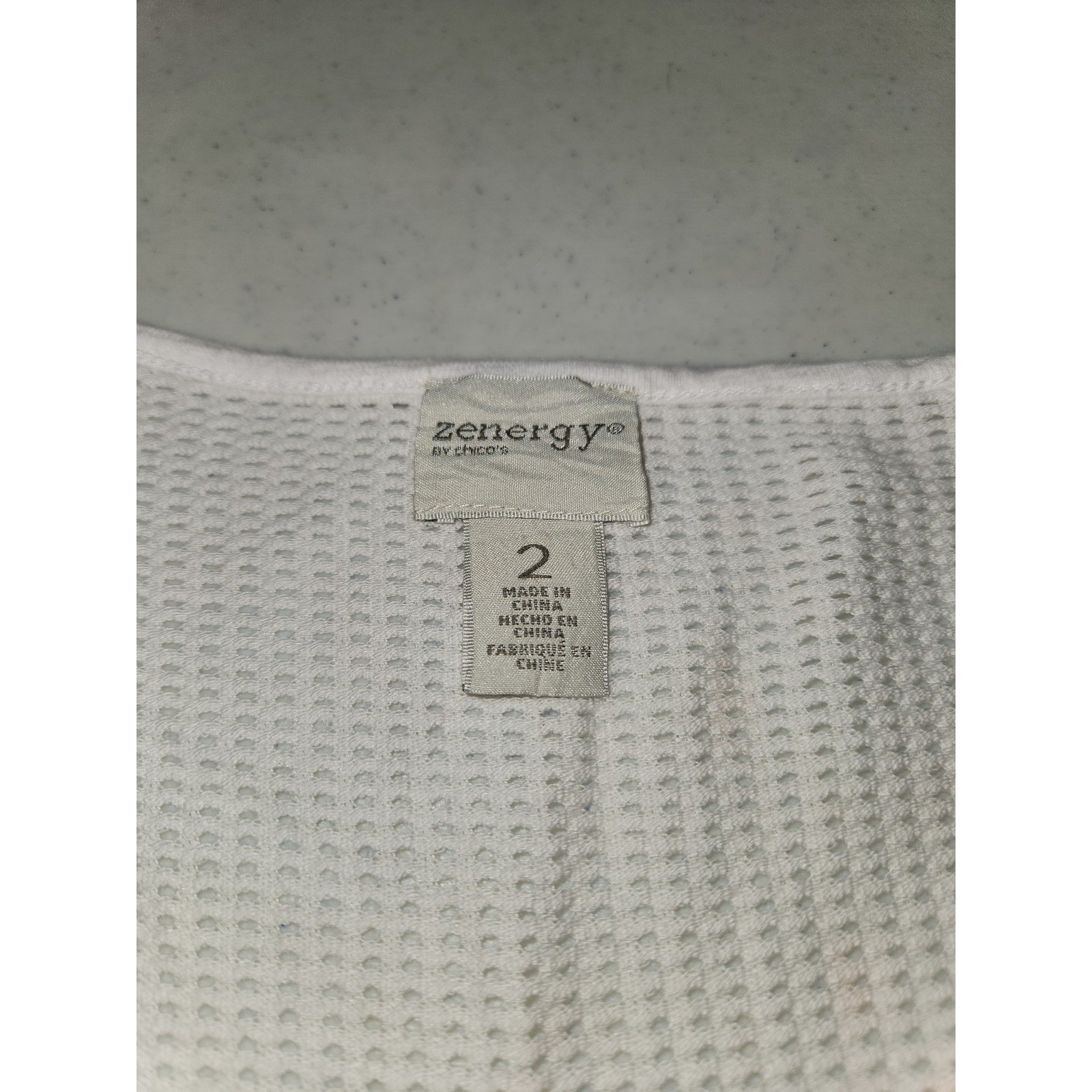 Women’s sz L Chicos Zenergy sz 2 Athletic White Orange Short Sleeved T Shirt