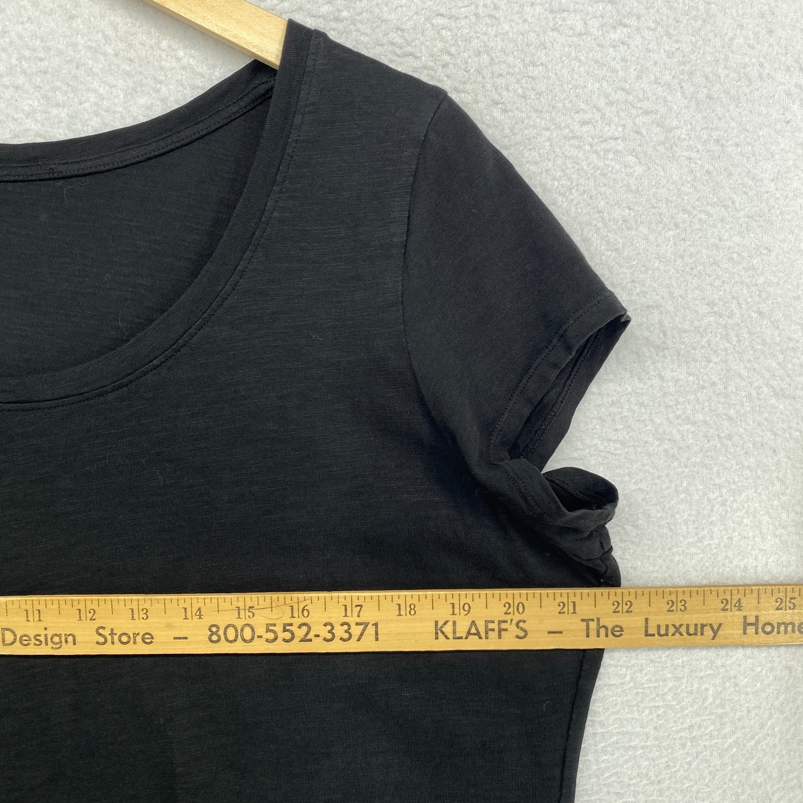 EILEEN FISHER Top L Organic Cotton Slub Jersey Scoop Neck Cap Sleeve Black